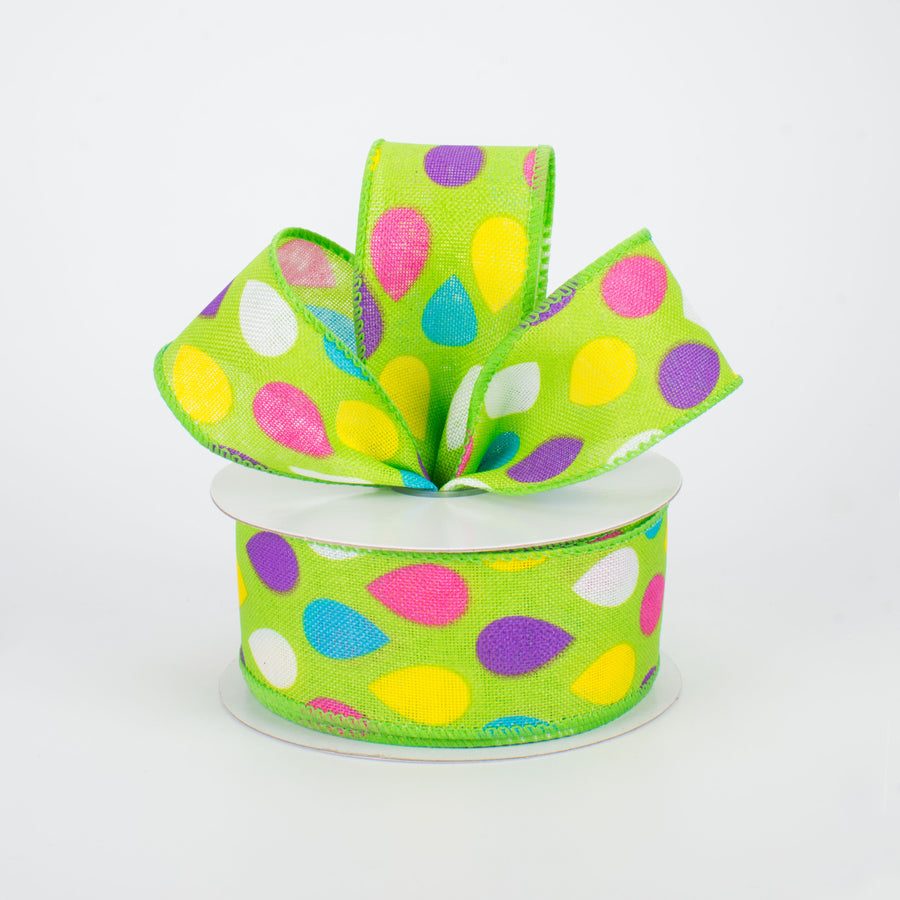 1.5" Pastel Spring Teardrops Ribbon: Lime (10 Yards) Lifestyle Photo