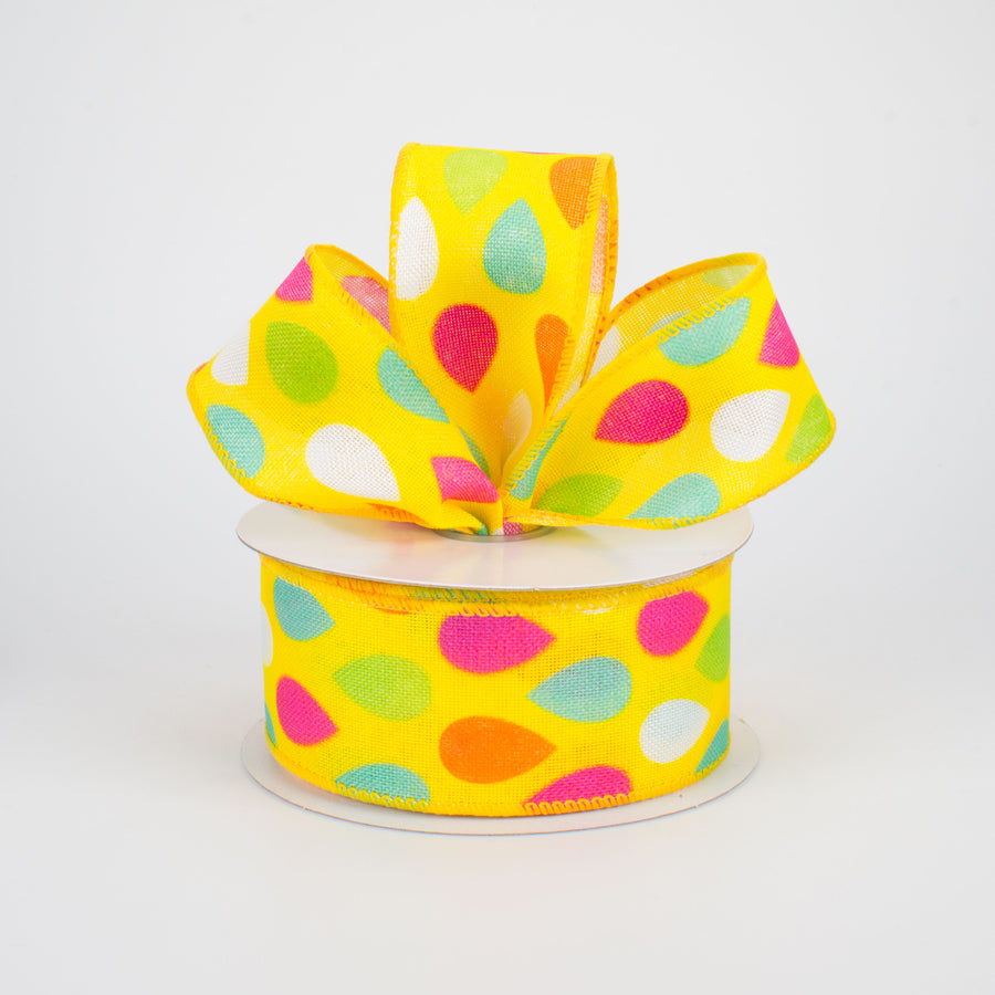 1.5" Pastel Spring Teardrops Ribbon: Yellow (10 Yards) Lifestyle Photo