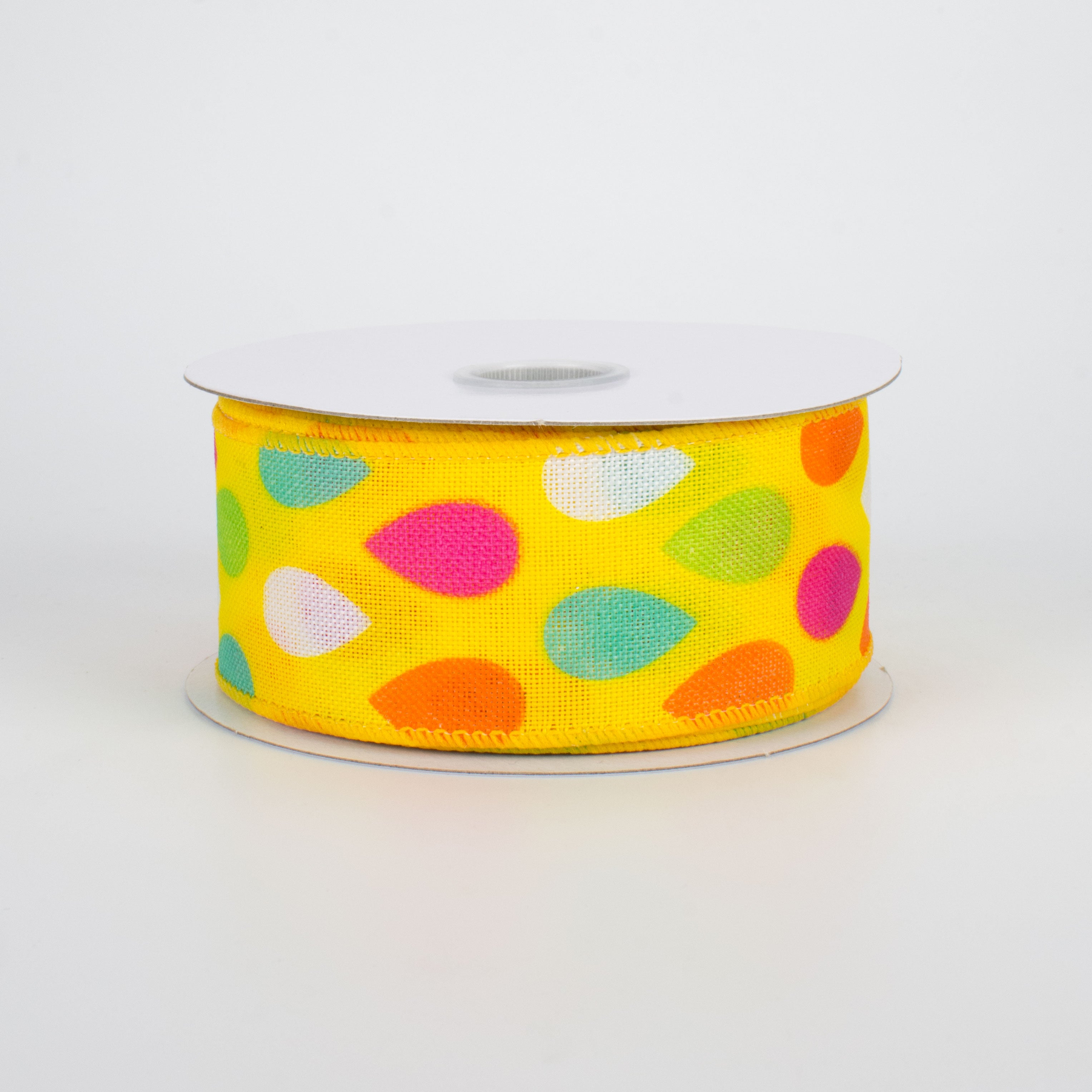 1.5" Pastel Spring Teardrops Ribbon: Yellow (10 Yards)