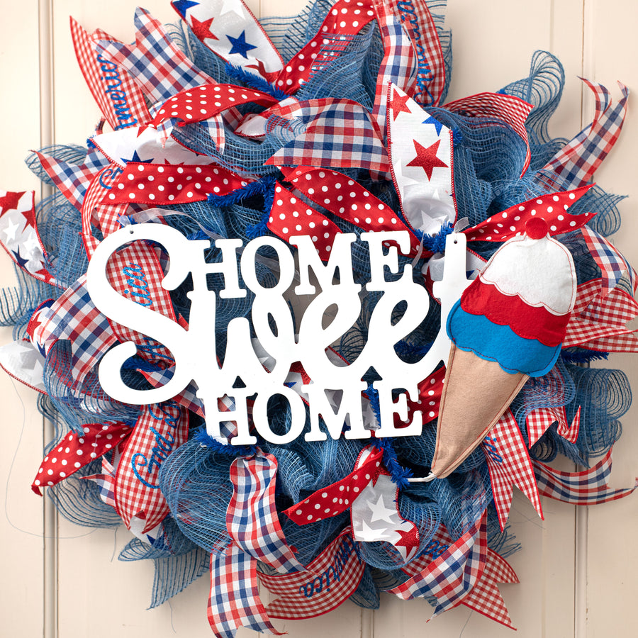 2.5" Patriotic Gingham Plaid Ribbon: Red, White & Blue (10 Yards) detail photo 3