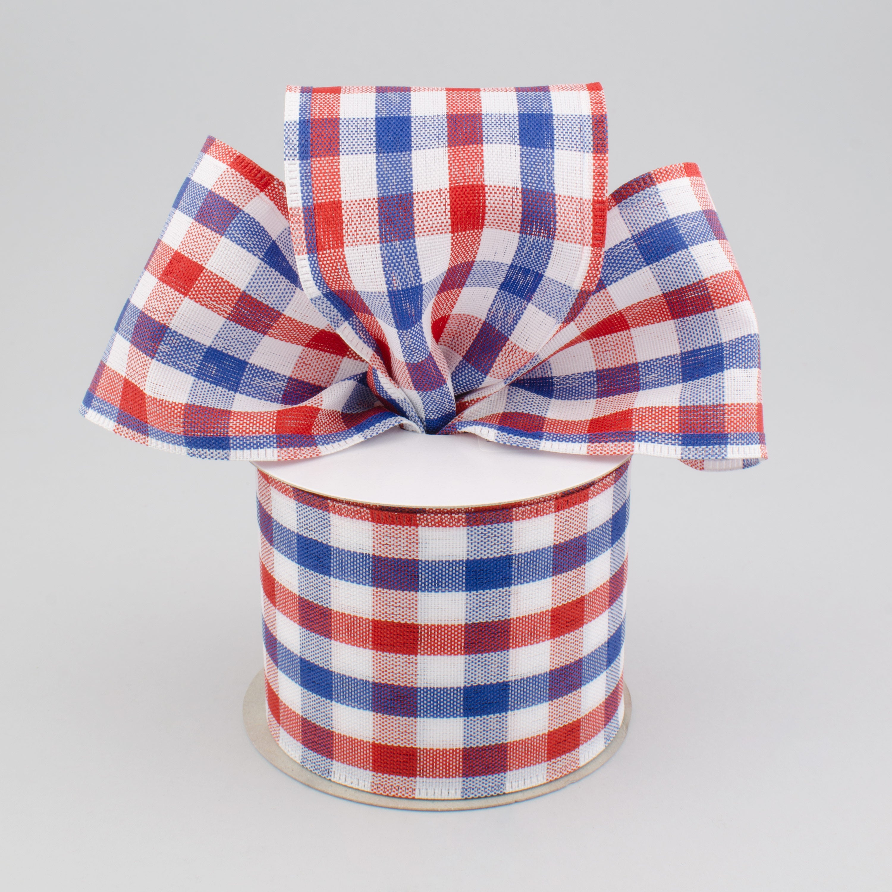2.5" Patriotic Gingham Plaid Ribbon: Red, White & Blue (10 Yards) Lifestyle Photo