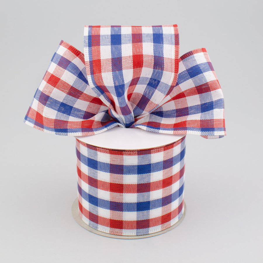 2.5" Patriotic Gingham Plaid Ribbon: Red, White & Blue (10 Yards) Lifestyle Photo