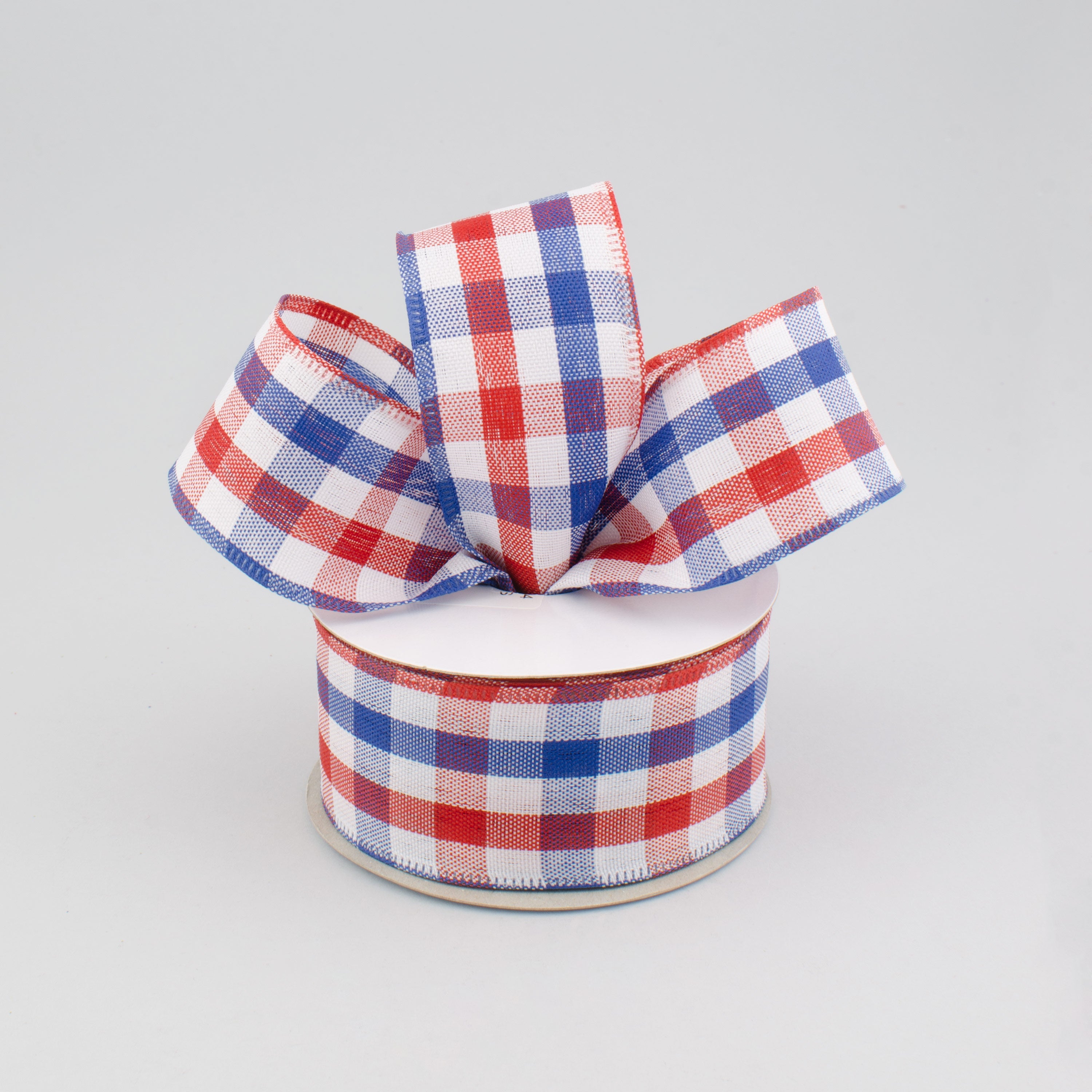 1.5" Patriotic Gingham Plaid Ribbon: Red, White & Blue (10 Yards) Lifestyle Photo