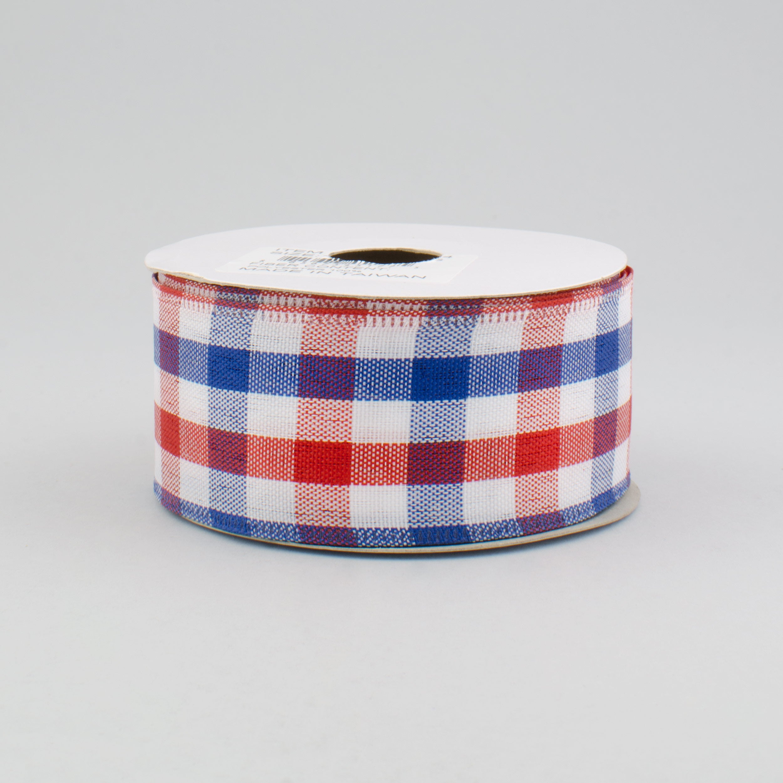 1.5" Patriotic Gingham Plaid Ribbon: Red, White & Blue (10 Yards)
