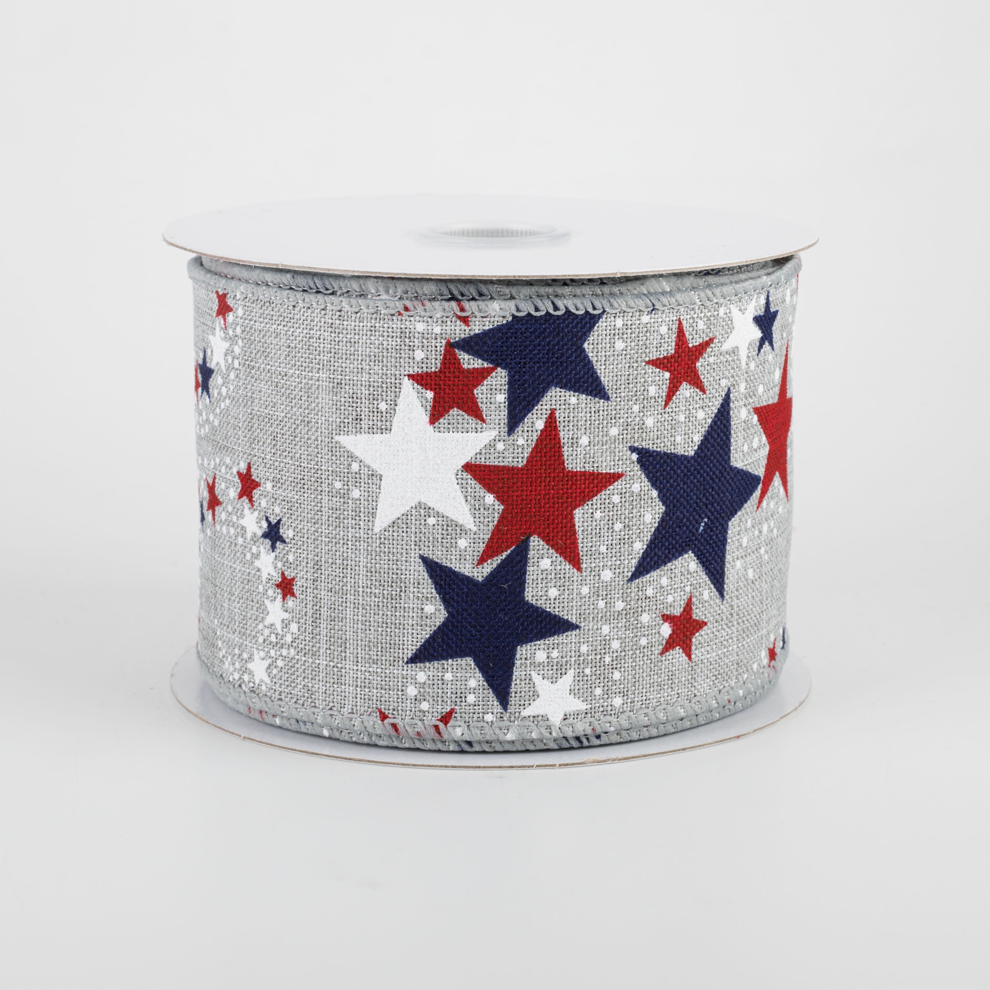 2.5" Patriotic Star Burst Ribbon: Grey (10 Yards)