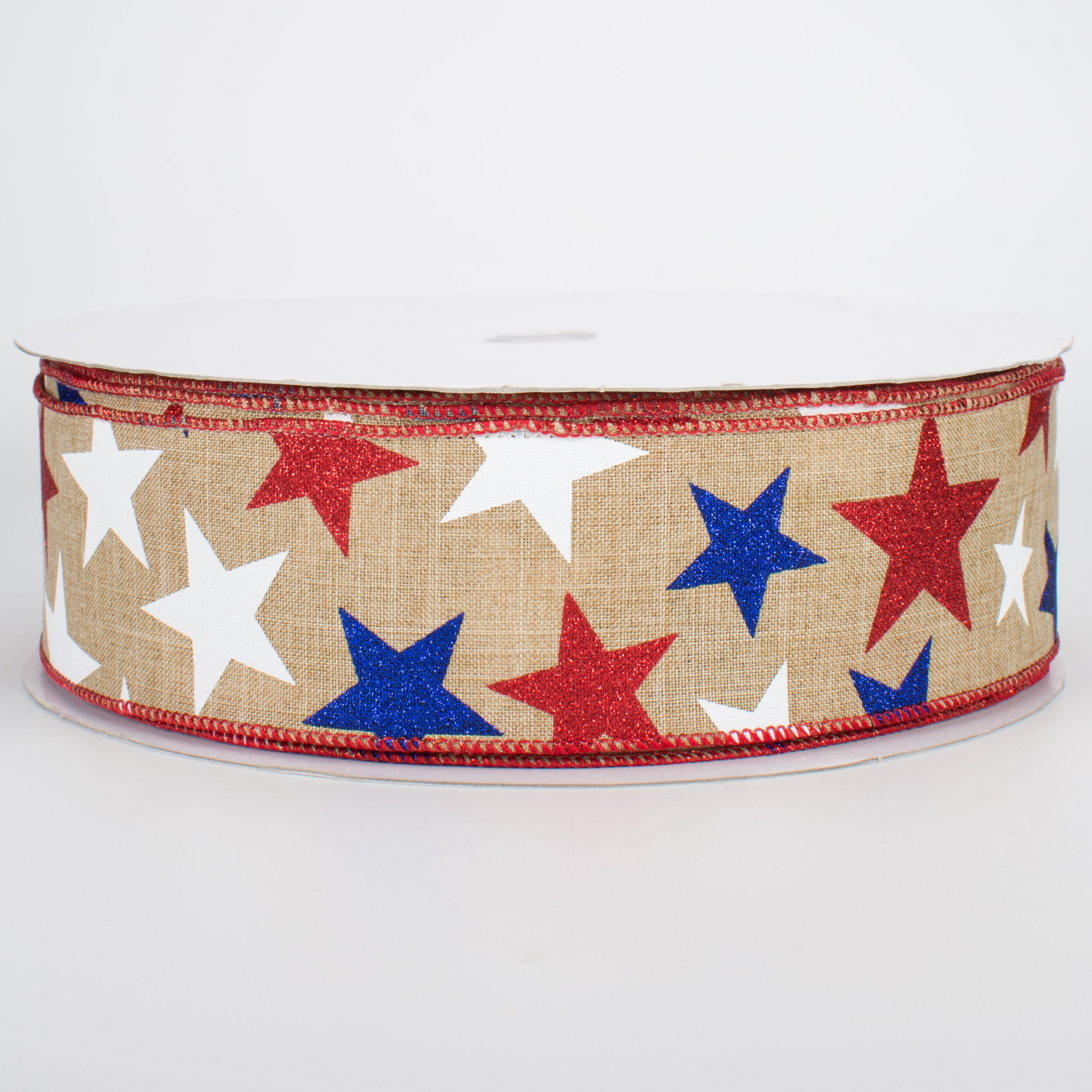 2.5" Patriotic Star Ribbon: Light Beige (50 Yards)