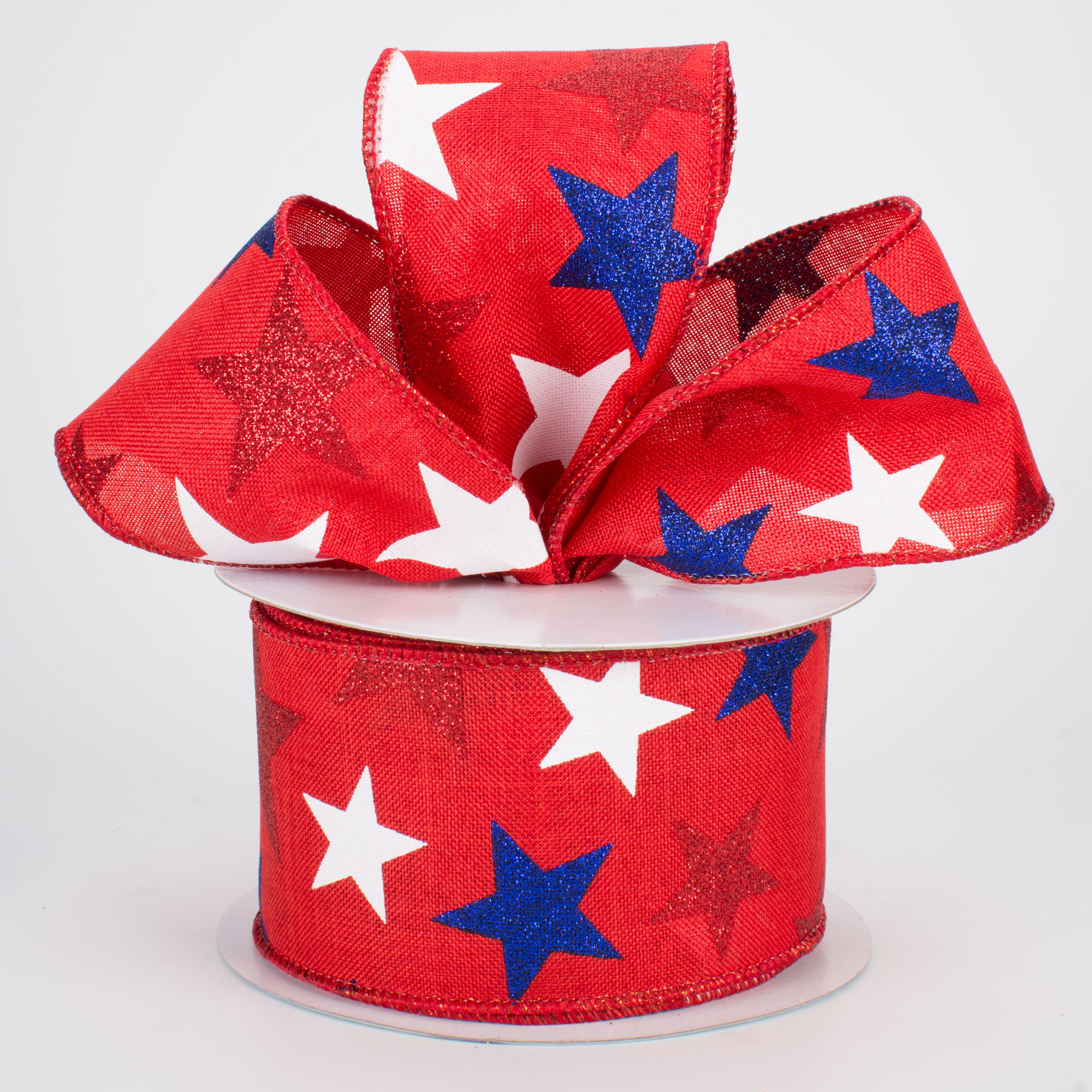 2.5" Patriotic Star Ribbon: Red (10 Yards) Lifestyle Photo