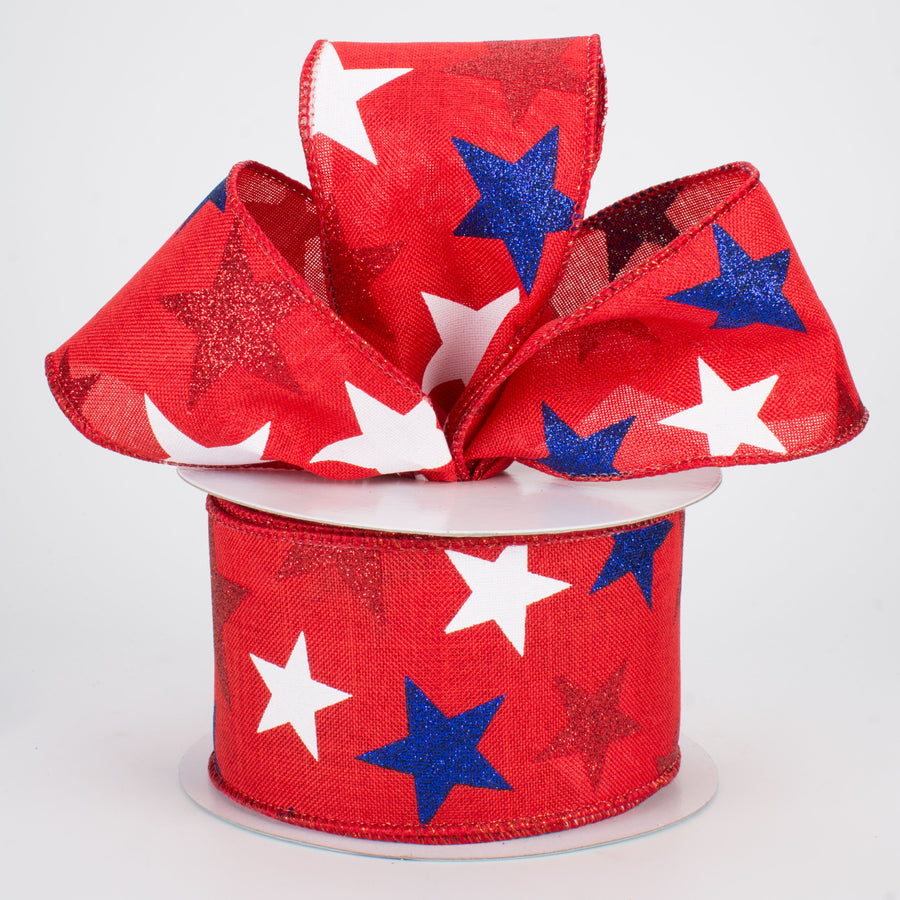 2.5" Patriotic Star Ribbon: Red (10 Yards) Lifestyle Photo