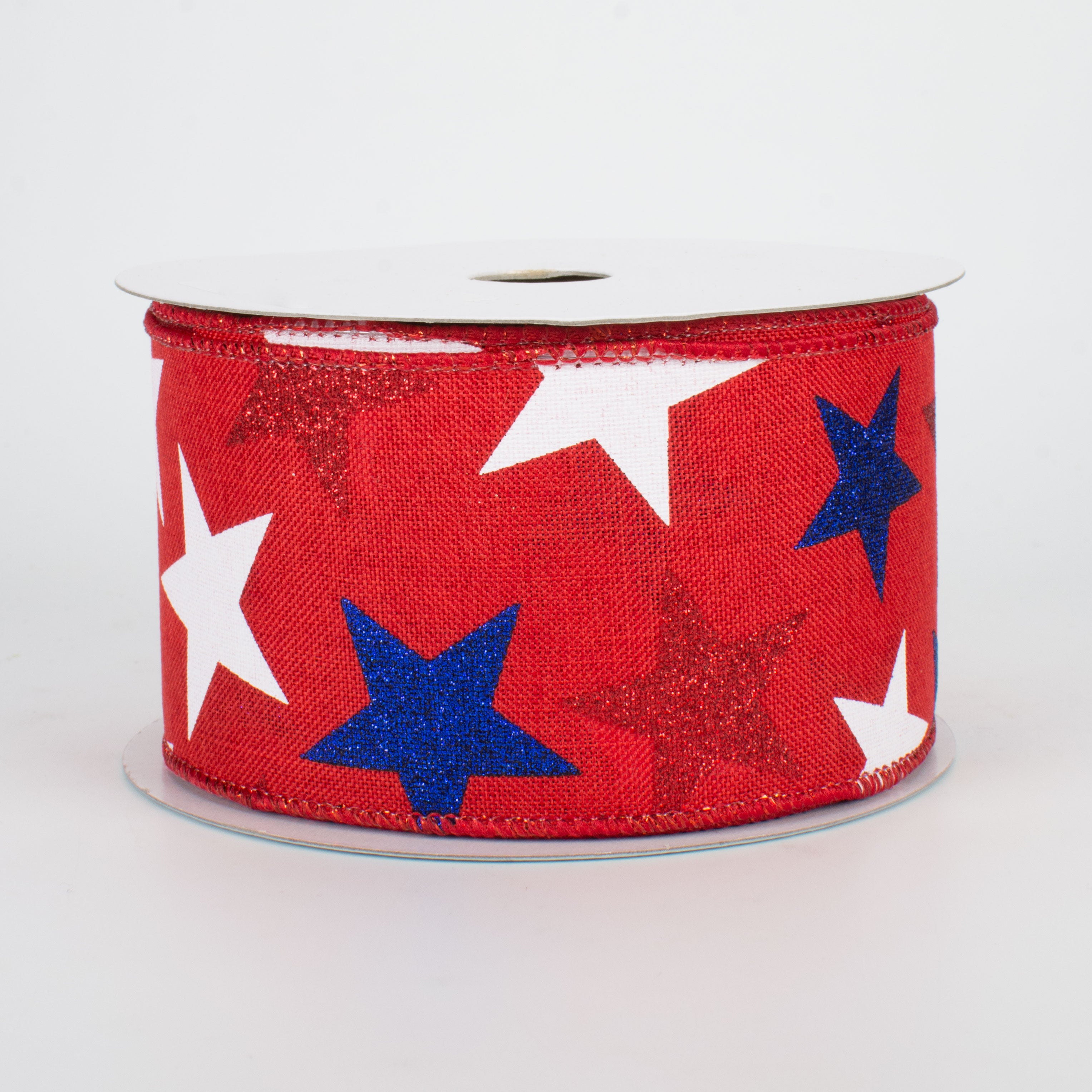 2.5" Patriotic Star Ribbon: Red (10 Yards)