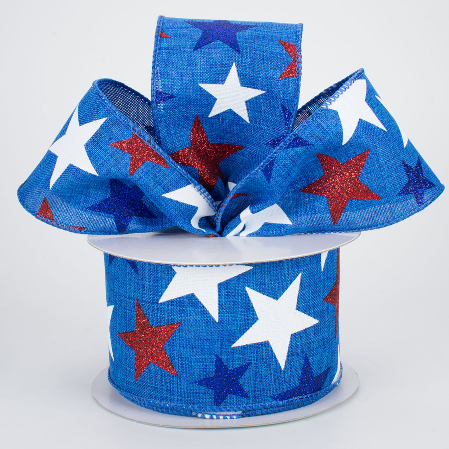 2.5" Patriotic Star Ribbon: Royal Blue (10 Yards) Lifestyle Photo