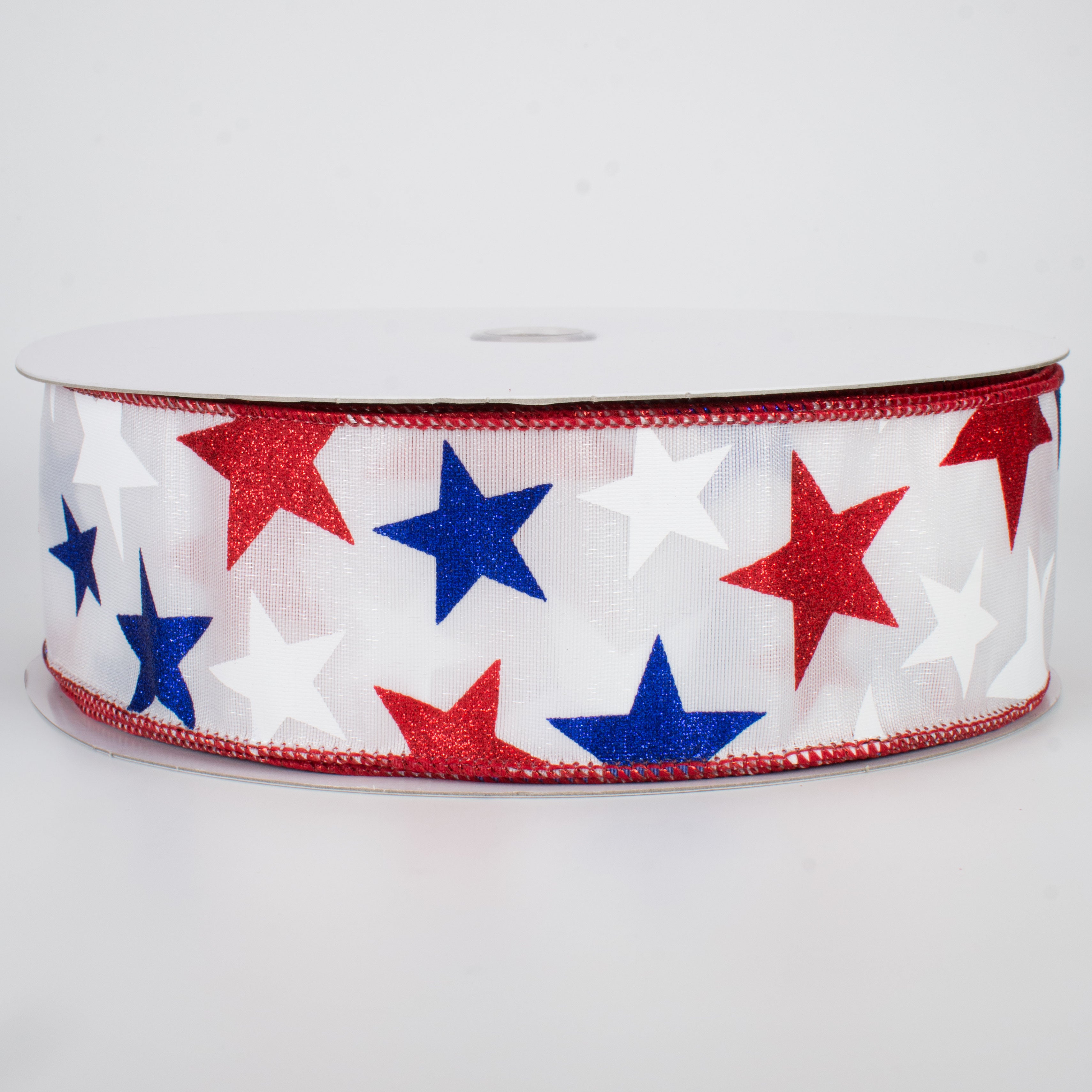 2.5" Patriotic Star Ribbon: White (50 Yards)