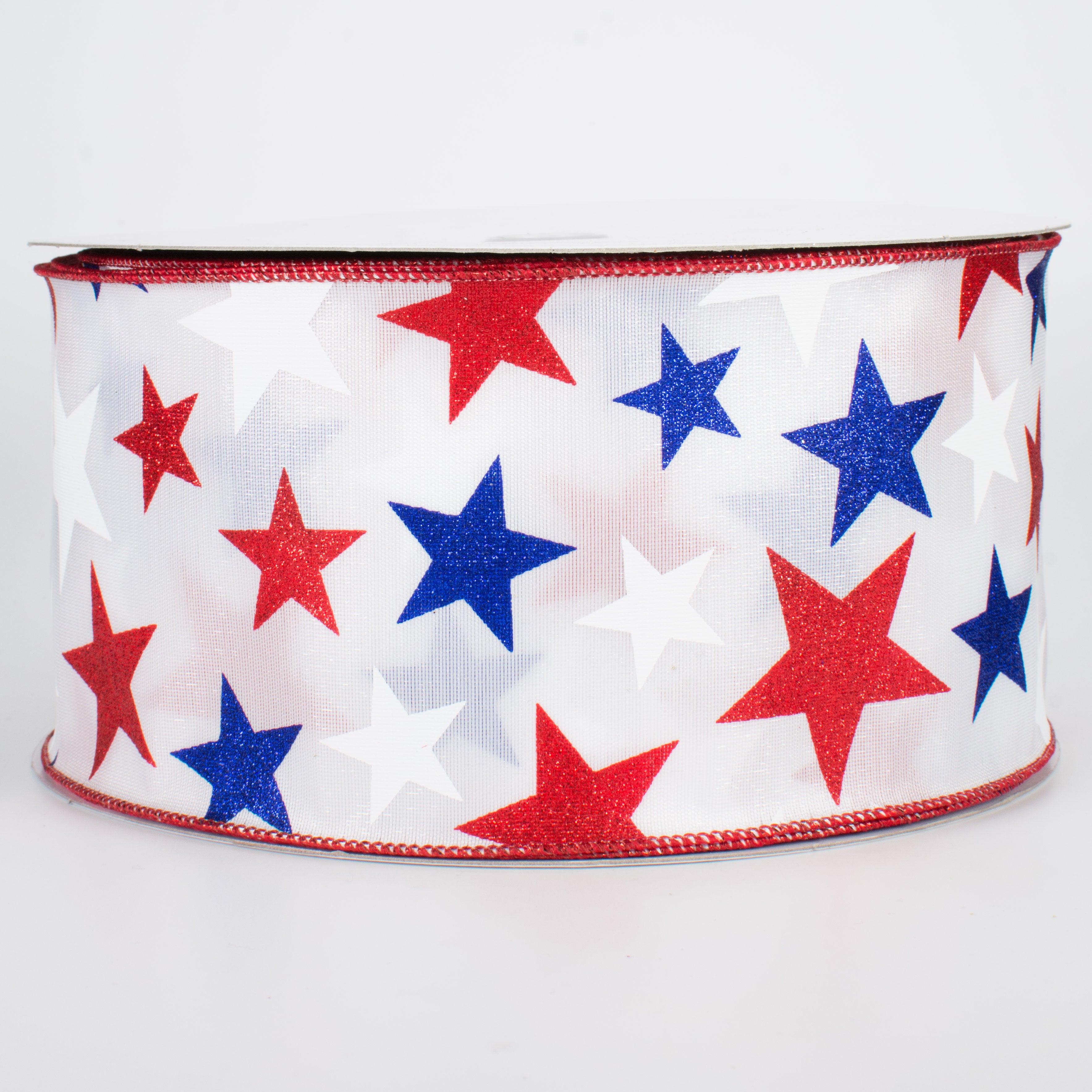 4" Patriotic Star Ribbon: White (50 Yards)