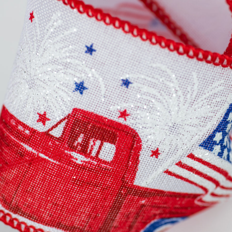 2.5" Patriotic Truck Ribbon: White (10 Yards) detail photo 3