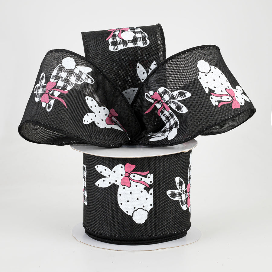 2.5" Patterned Bunnies Ribbon: Black (10 Yards) Lifestyle Photo