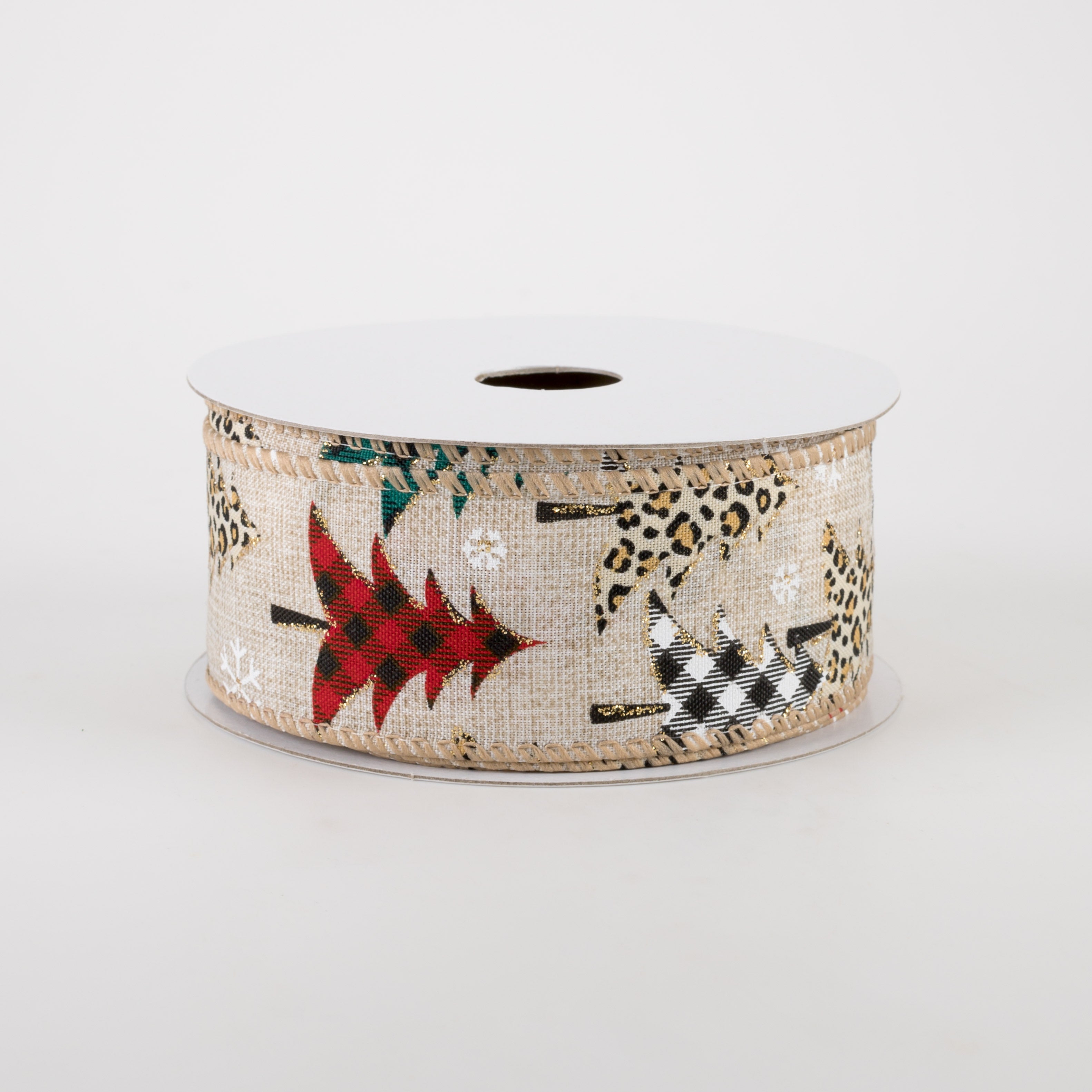 1.5" Patterned Cheetah Buffalo Plaid Tree Ribbon (10 Yards)