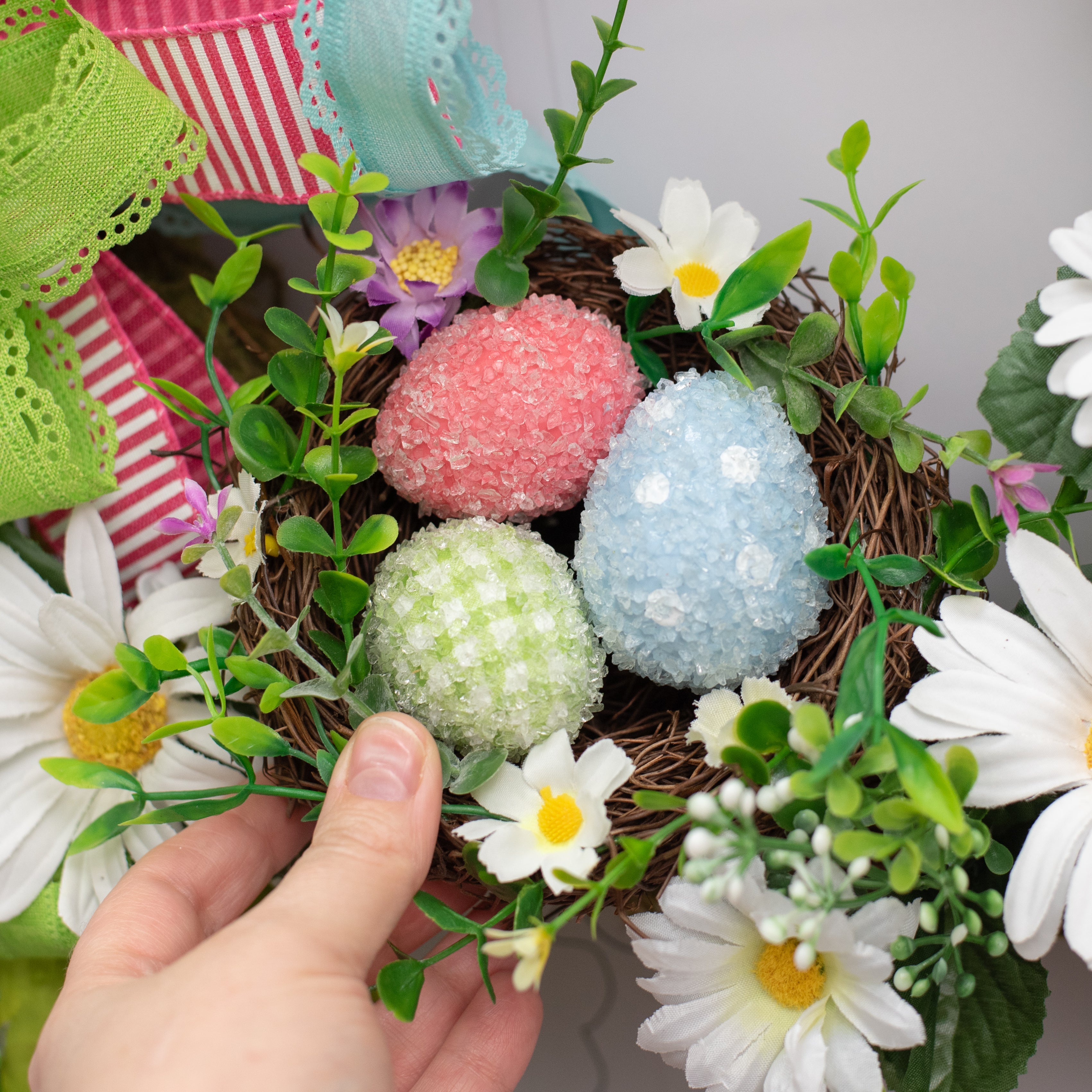 6" Patterned Easter Eggs Nest Ornament Lifestyle Photo