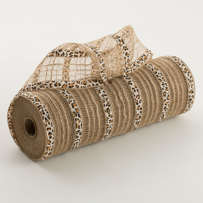 10" Patterned Mesh: Natural Jute & Cheetah Print Item Number: XB105610-38