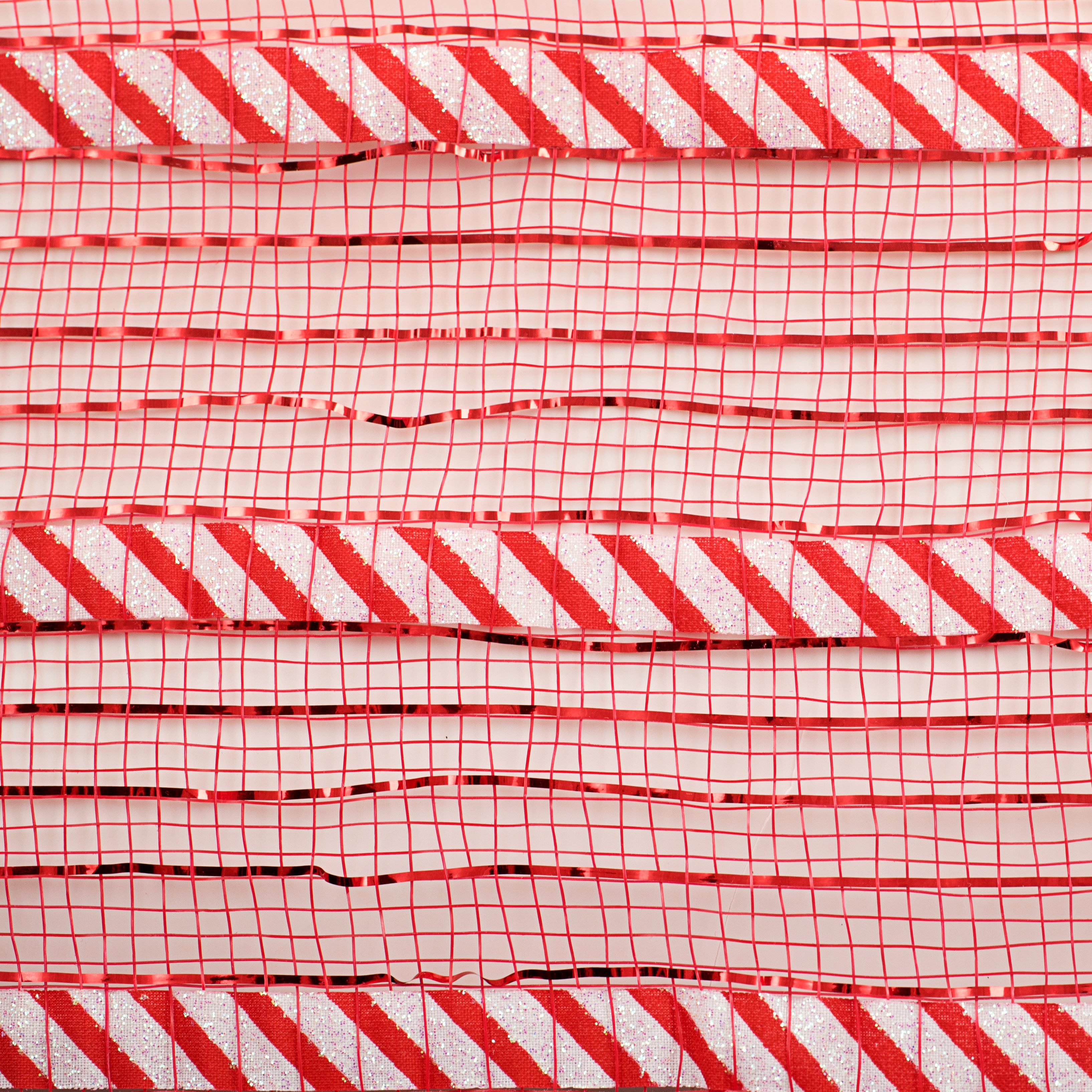 10" Patterned Mesh: Red Metallic & Candy Cane Print detail photo 3