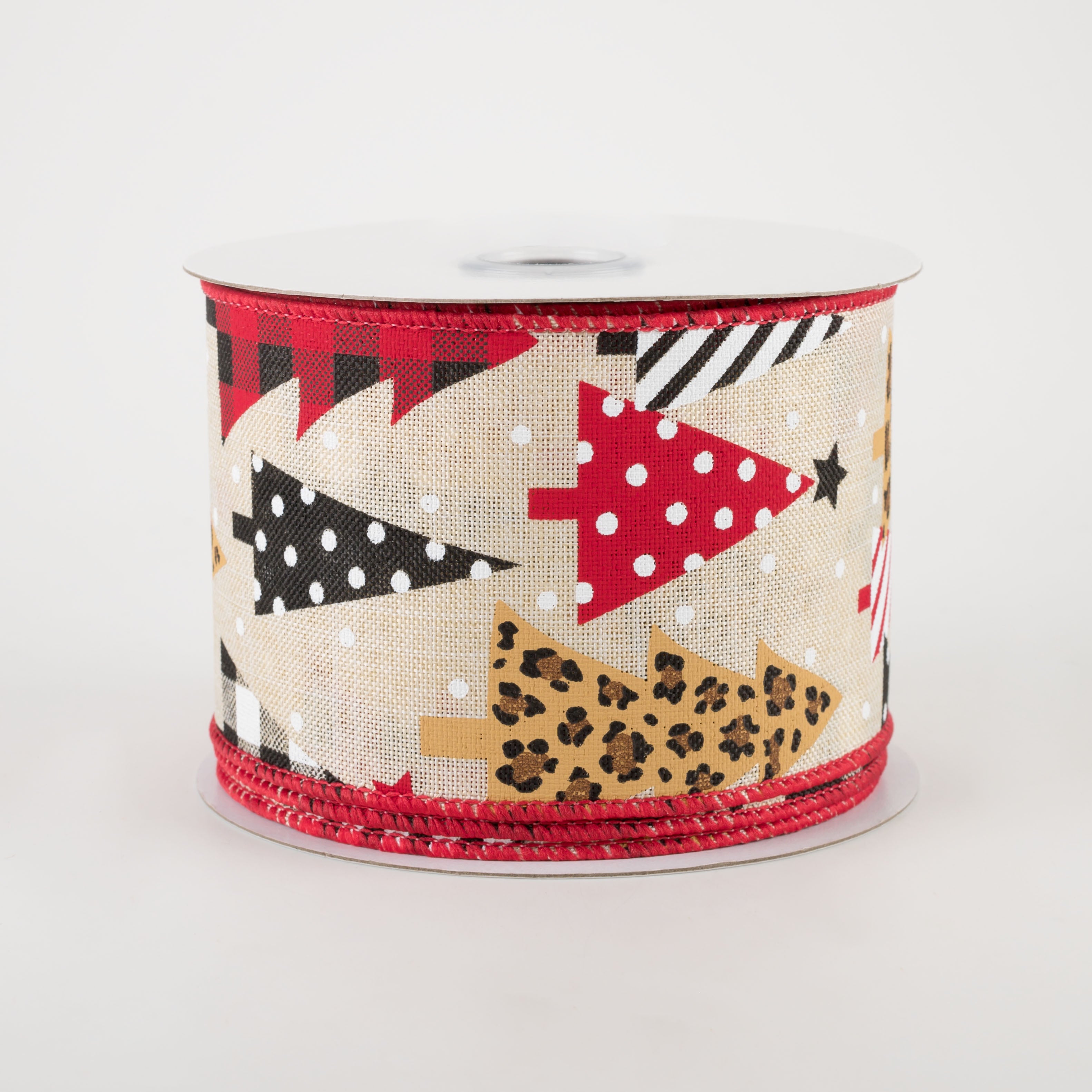 2.5" Patterned Trees Ribbon: Cream (10 Yards)