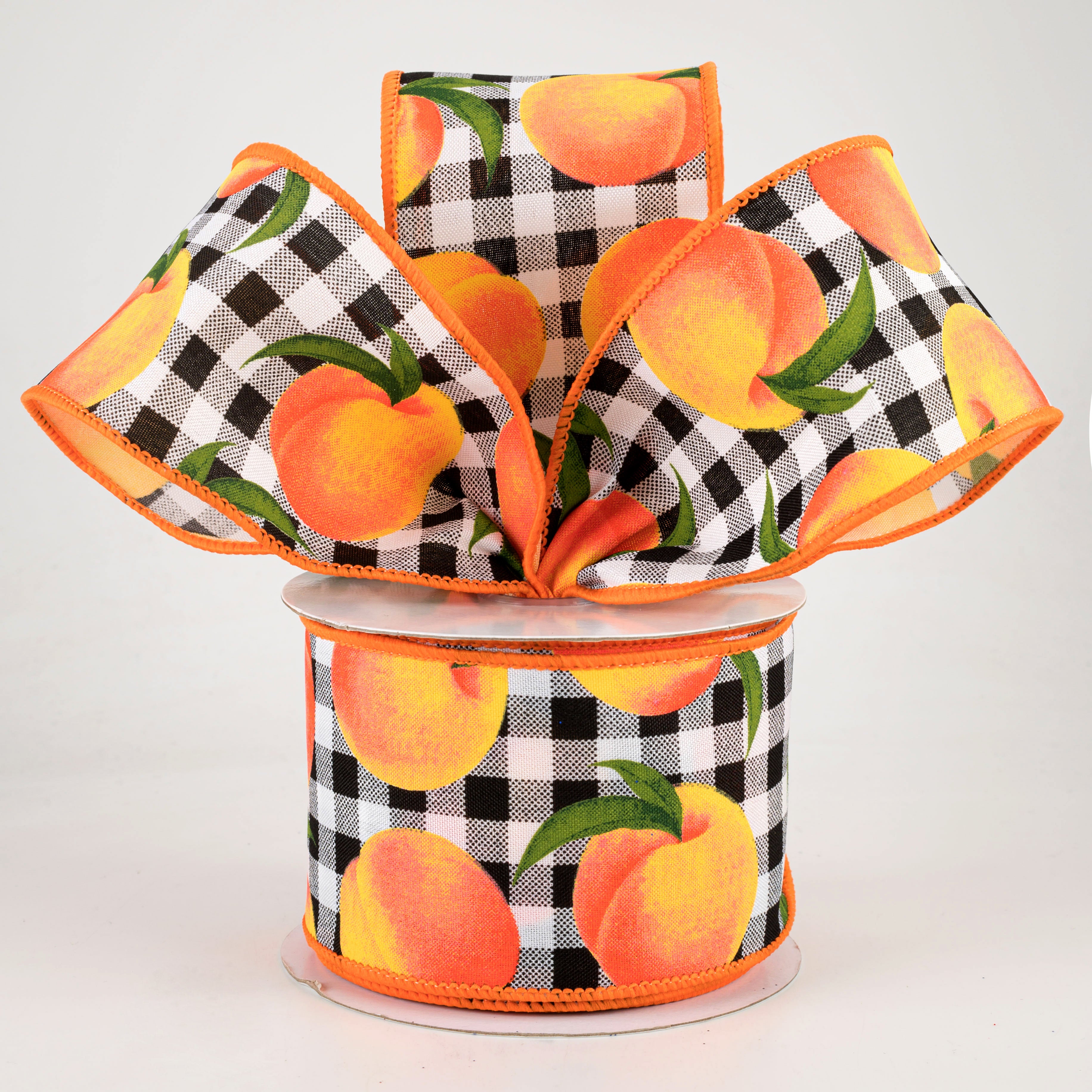 2.5" Peaches On Gingham Ribbon (10 Yards) Lifestyle Photo