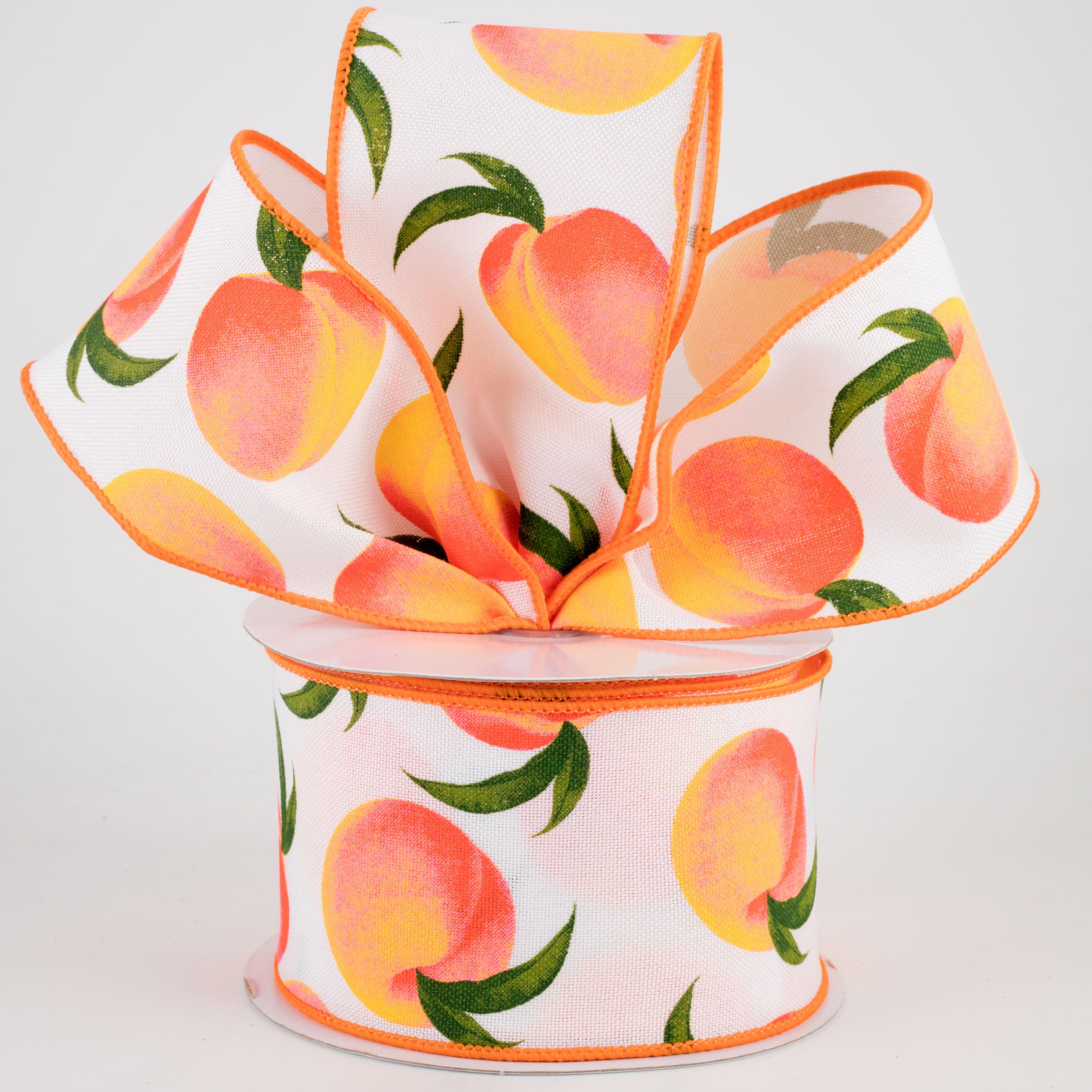2.5" Peaches Ribbon: White (10 Yards) Lifestyle Photo
