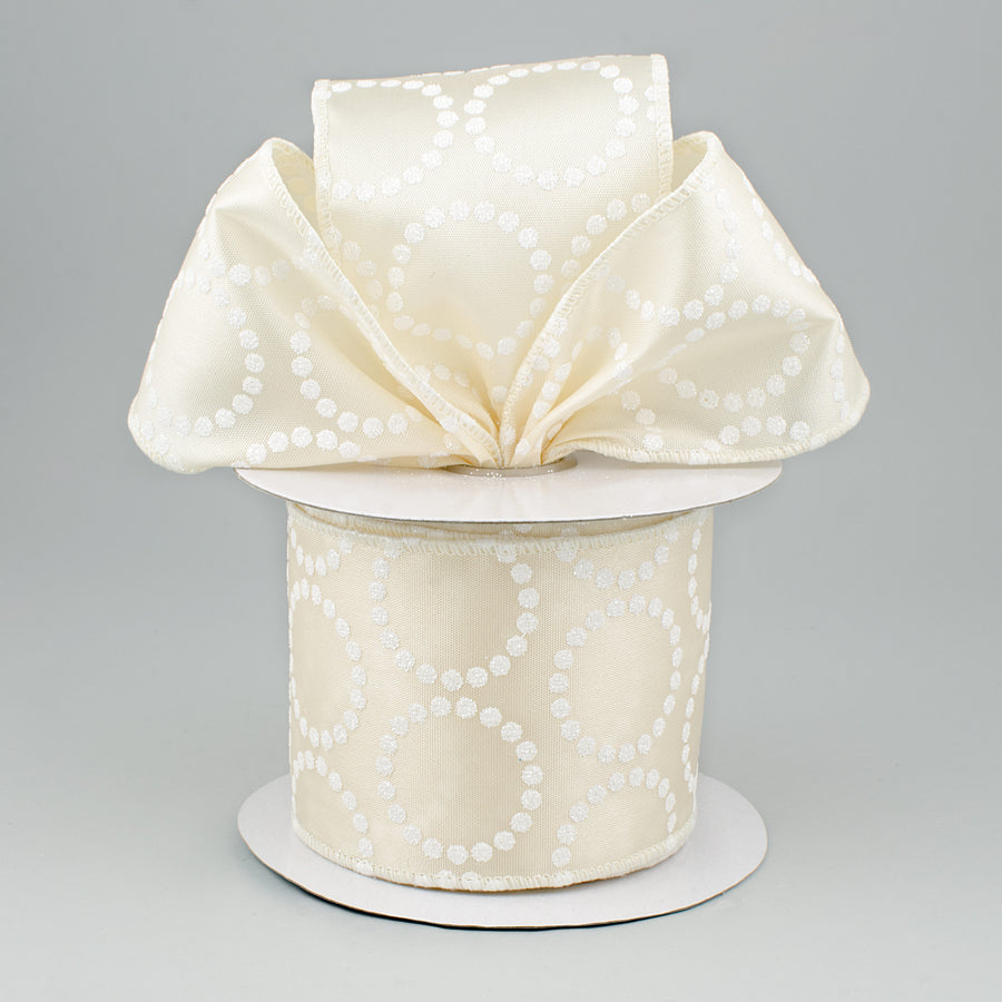 2.5" Pearl Bead Circle Ribbon: Ivory & White (10 Yards) Lifestyle Photo