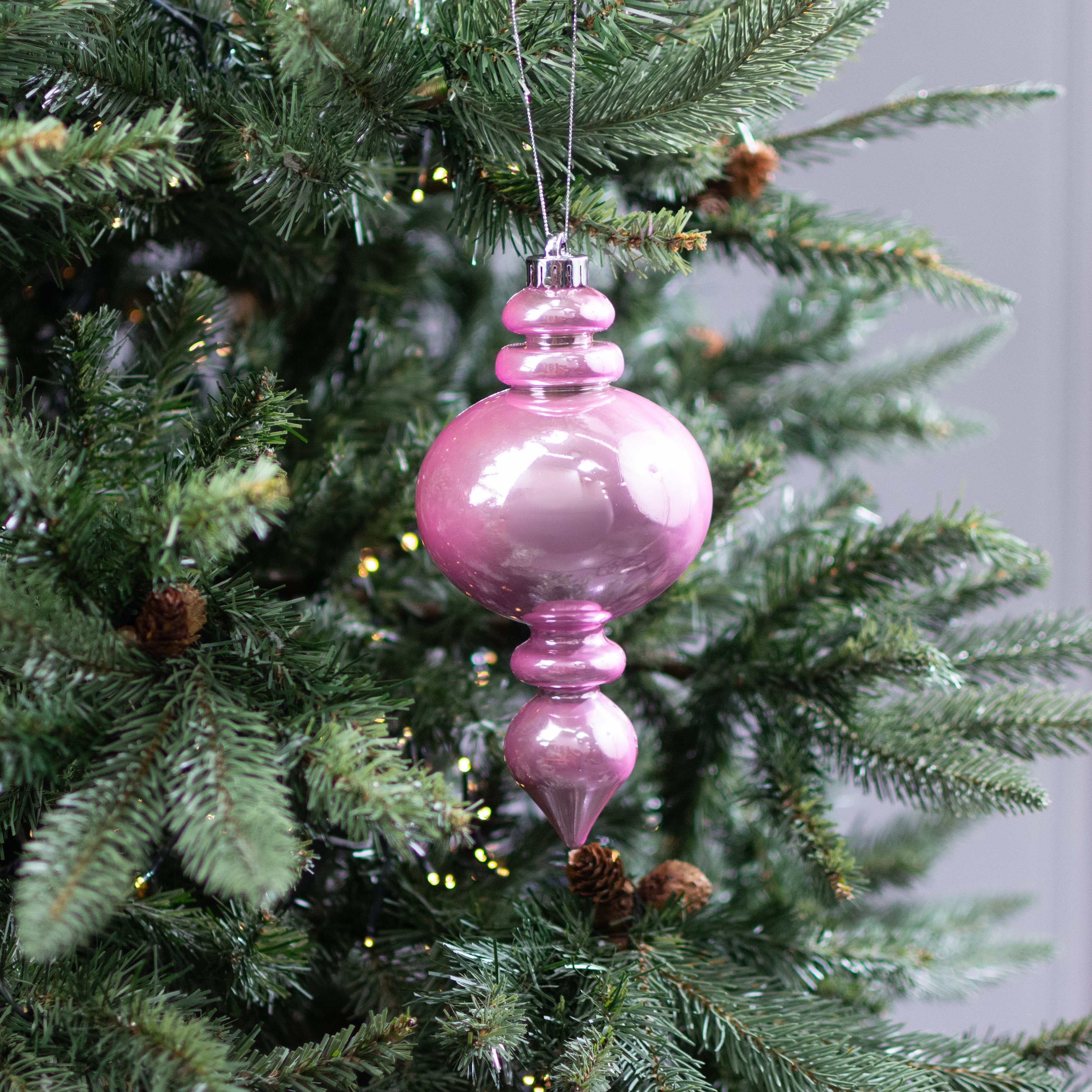 9" Pearlescent Finial Ornament: Pink Lifestyle Photo
