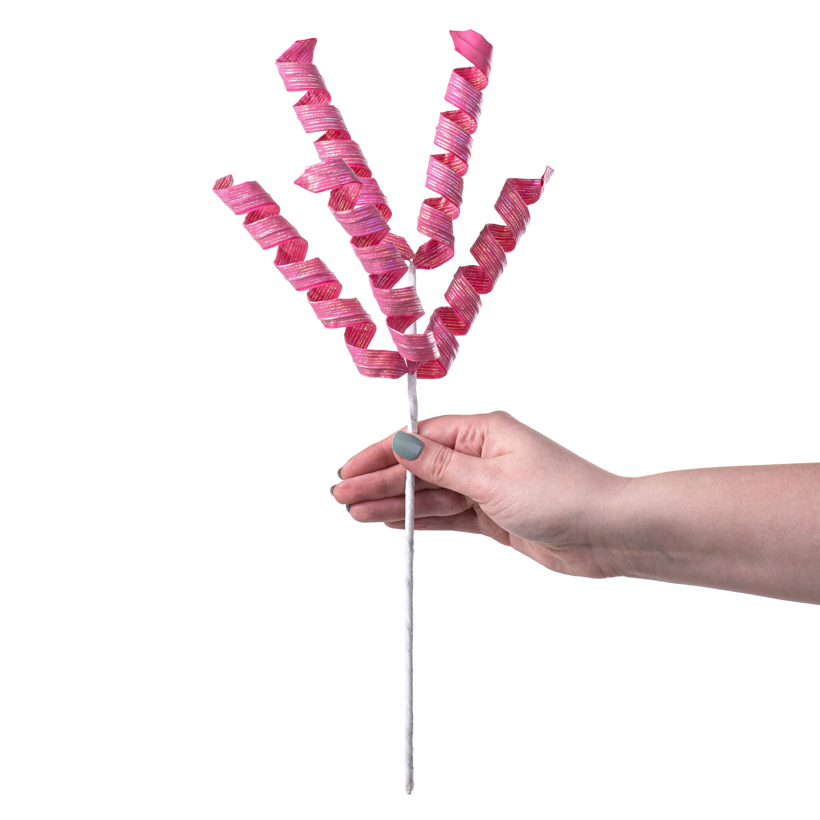 16" Pearlescent Pastel Curly Pick: Iridescent Fuchsia Pink detail photo 3