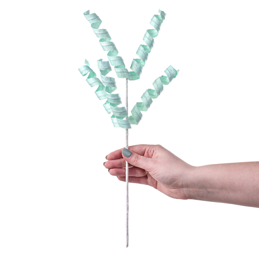 16" Pearlescent Pastel Curly Pick: Iridescent Mint detail photo 3