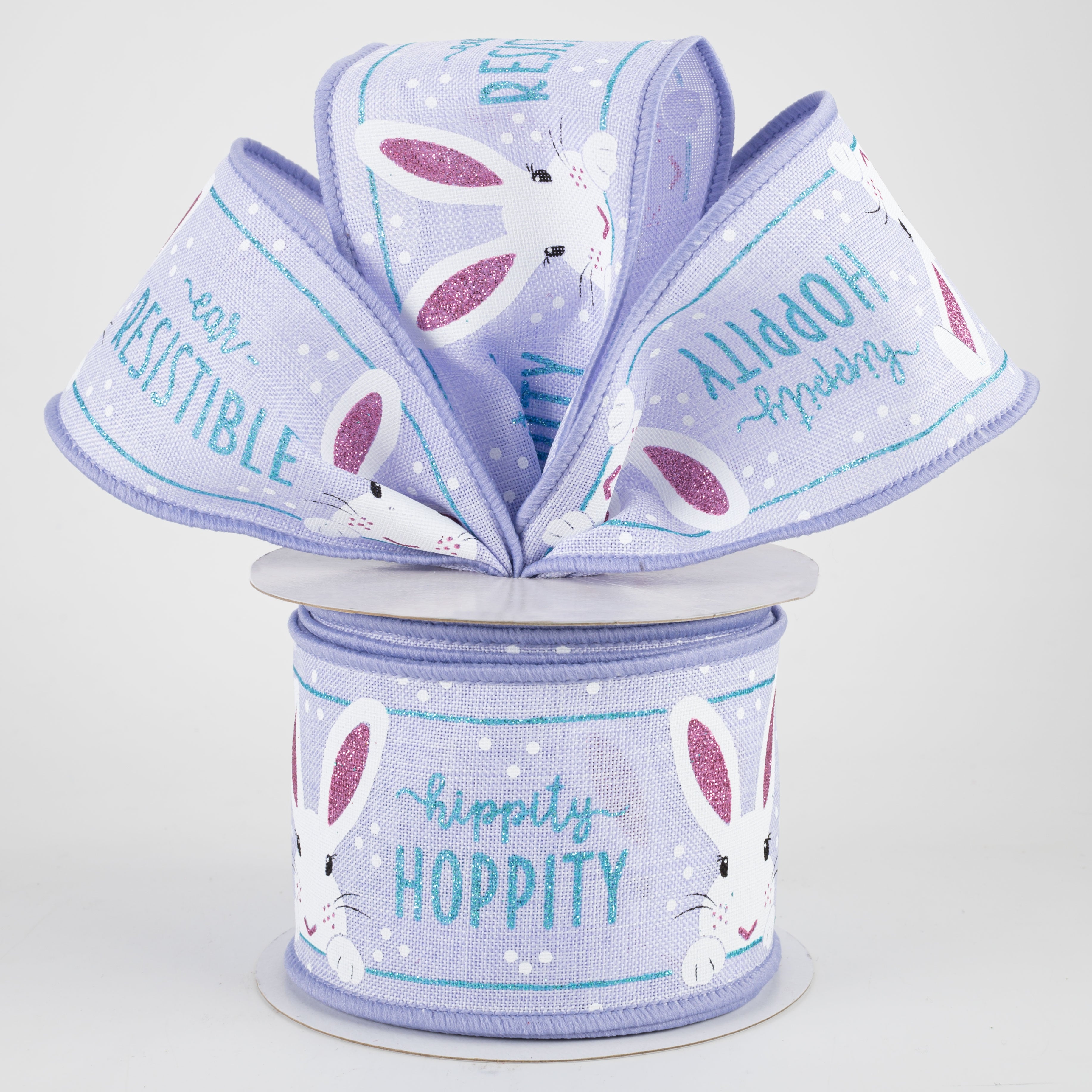 2.5" Peeking Bunny Ribbon: Light Lavender, Robbin's Egg Blue, Pink (10 Yards) Lifestyle Photo