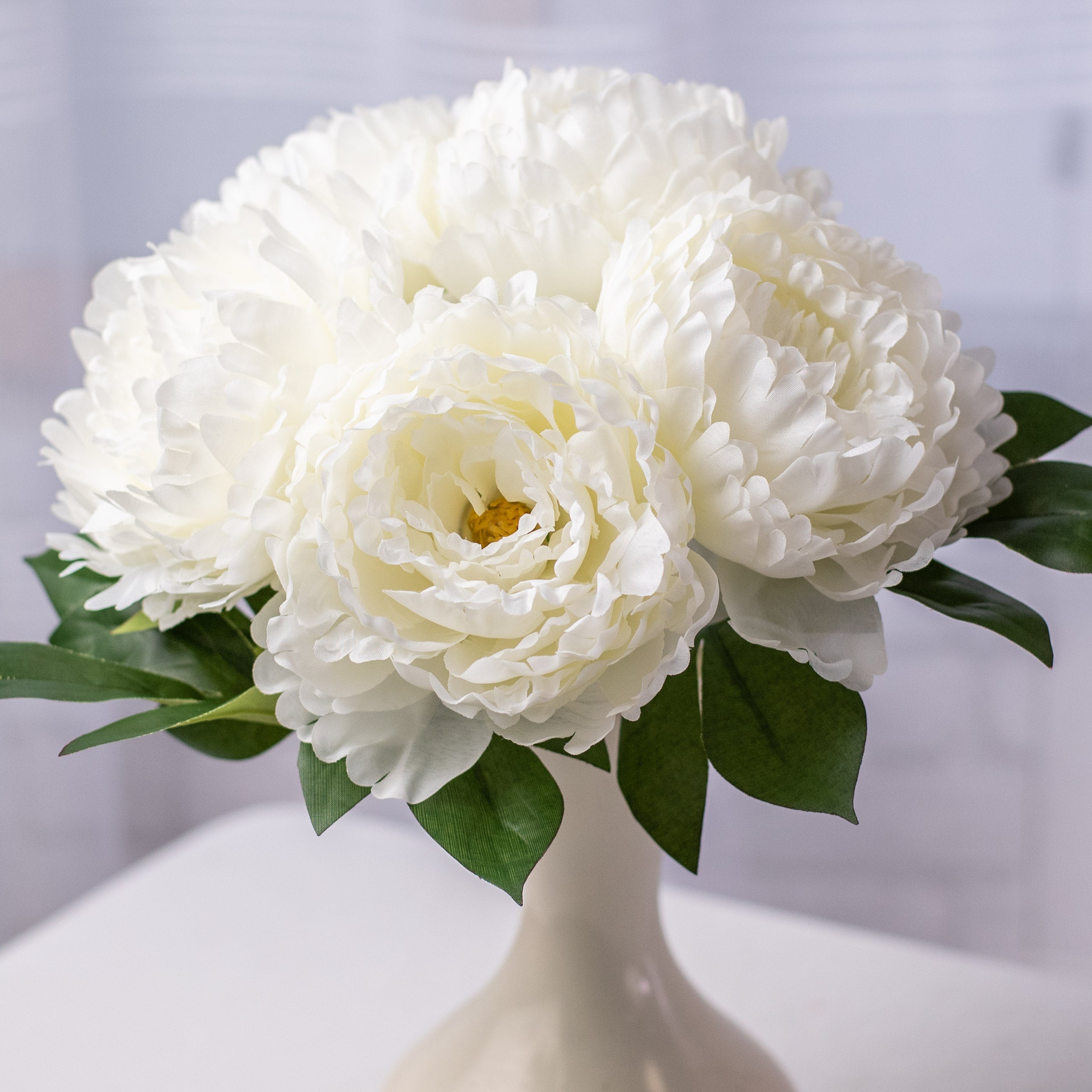 15" Peony Bouquet: Cream (5) Item Number: 30597CM