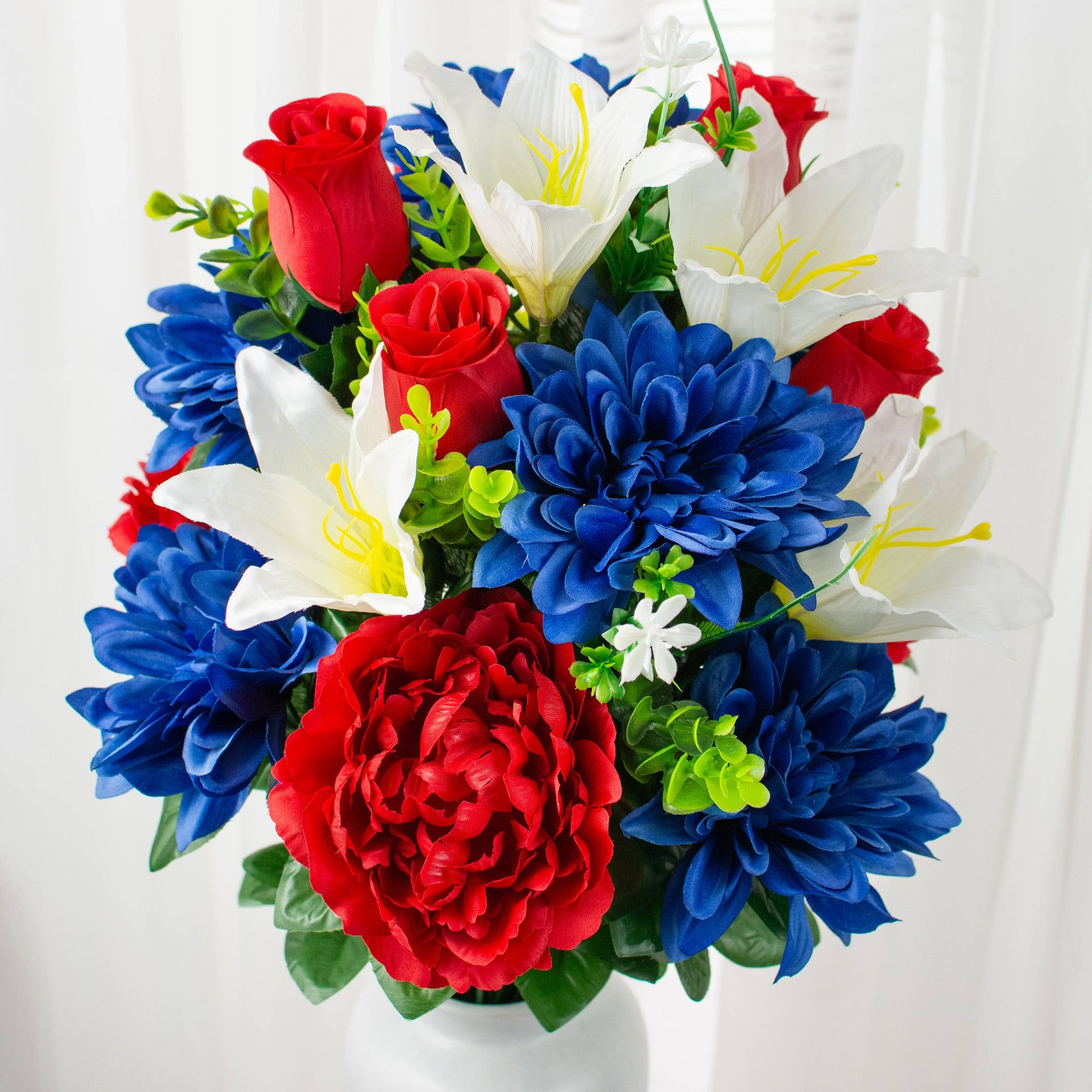 red white and blue lilies 24" Peony, Dahlia, Lily, Rose Bush: Red, White, Blue