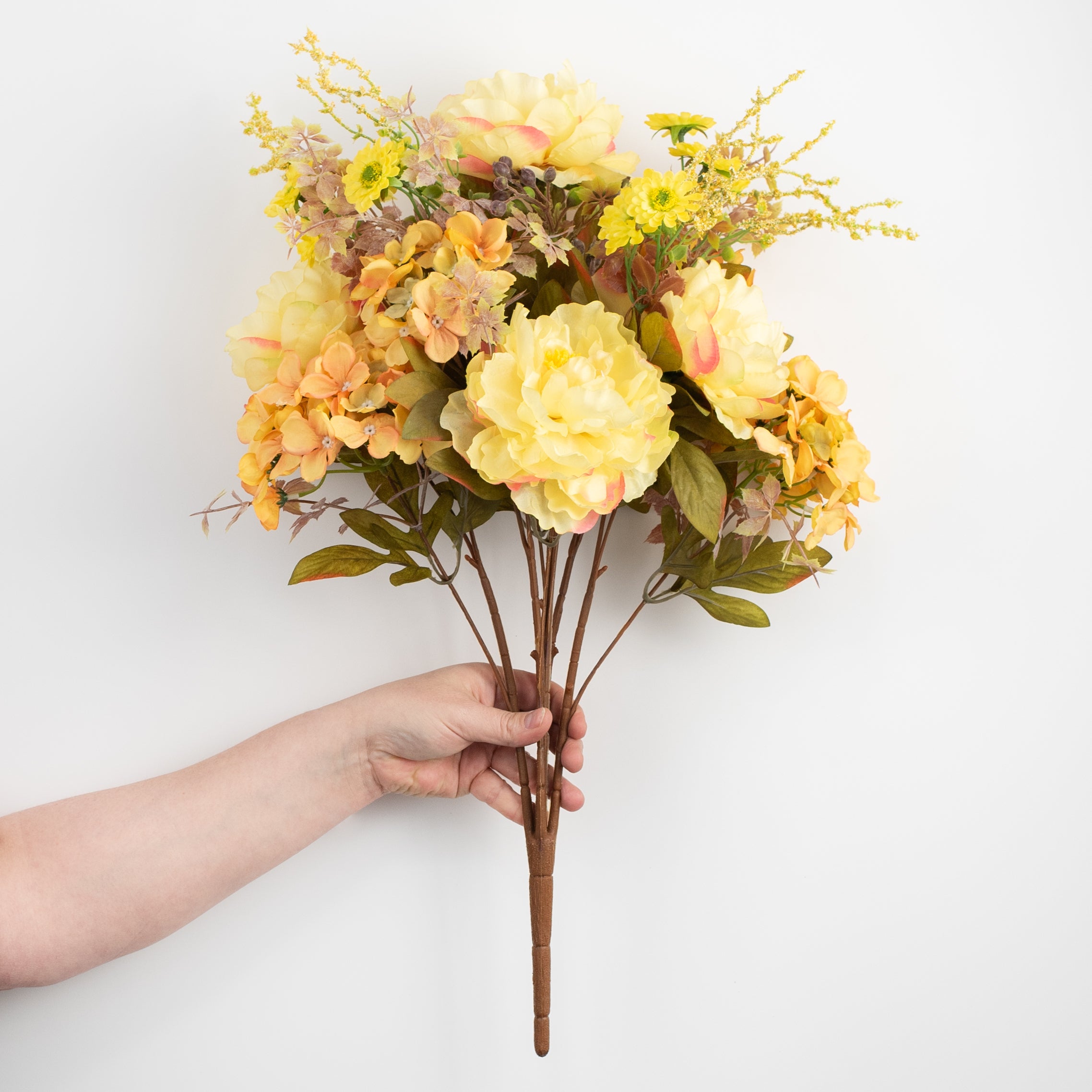 21" Peony, Daisy, Hydrangea Bush: Yellow detail photo 3