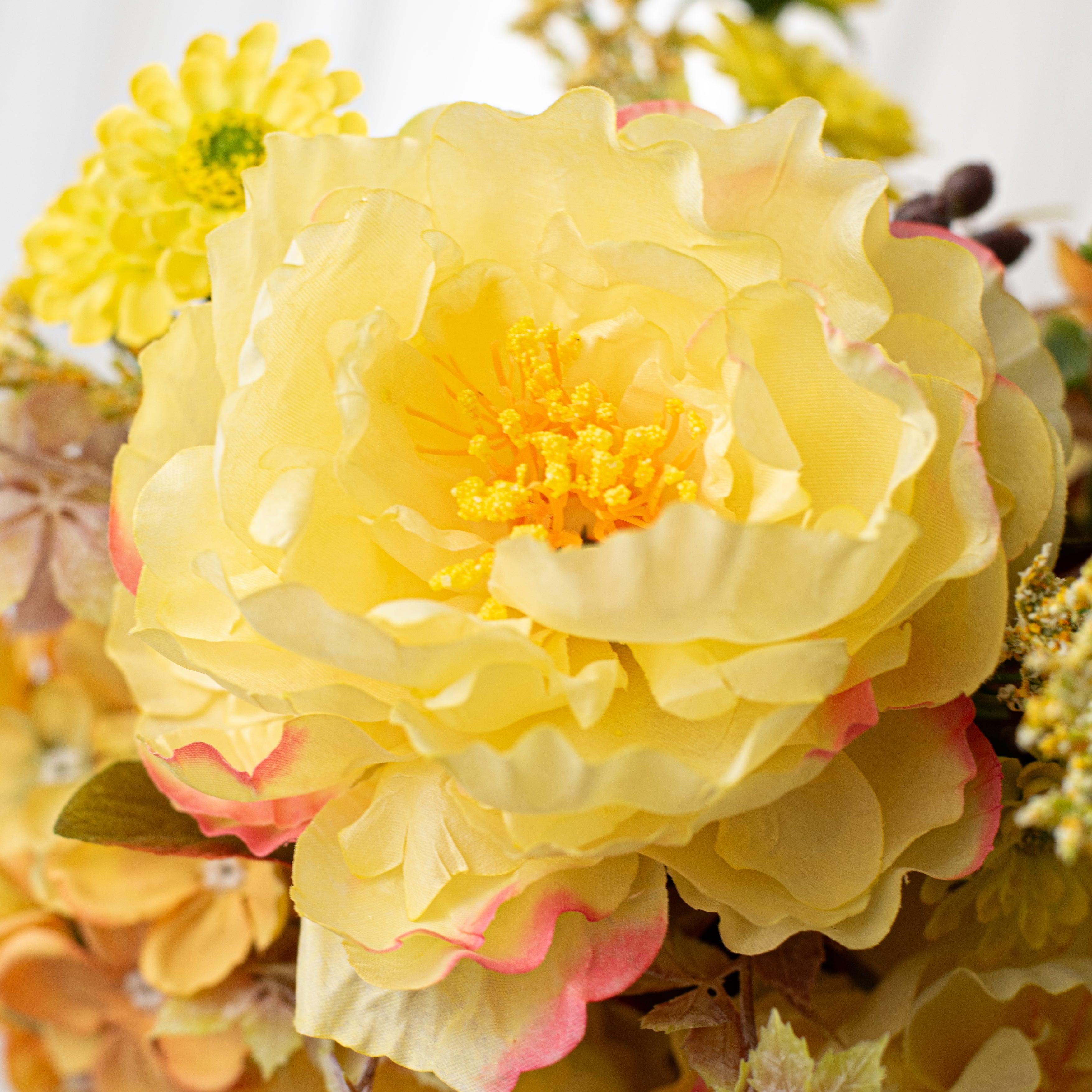 21" Peony, Daisy, Hydrangea Bush: Yellow detail photo 4