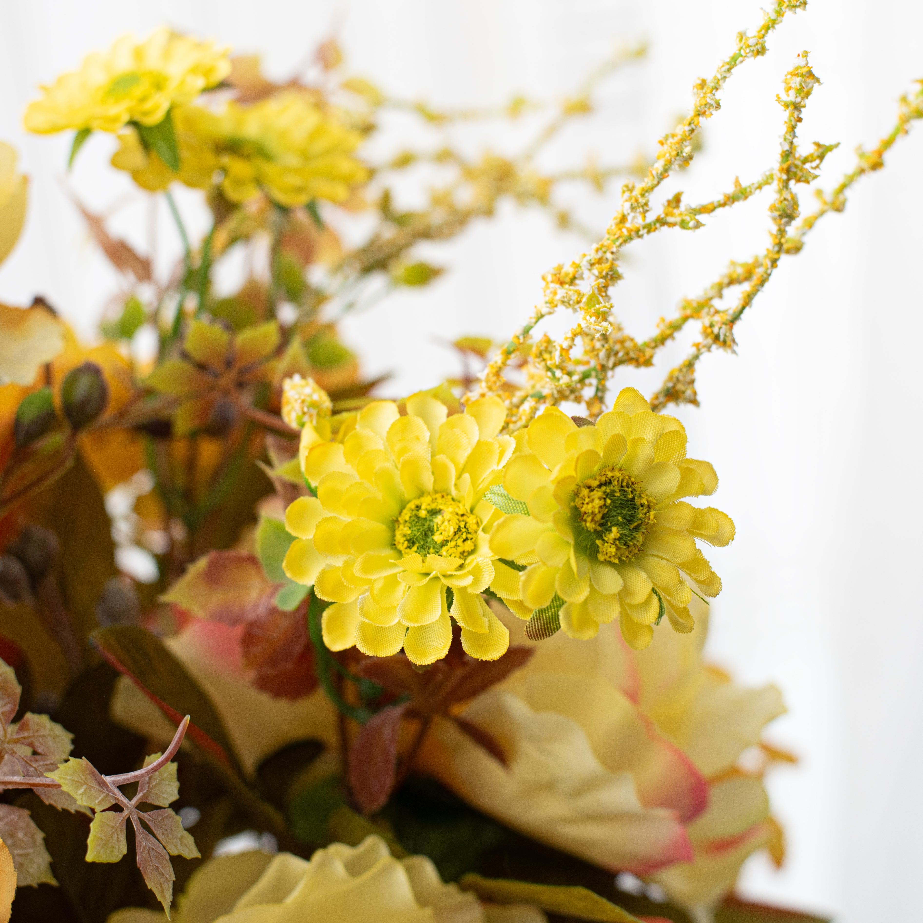 21" Peony, Daisy, Hydrangea Bush: Yellow detail photo 6