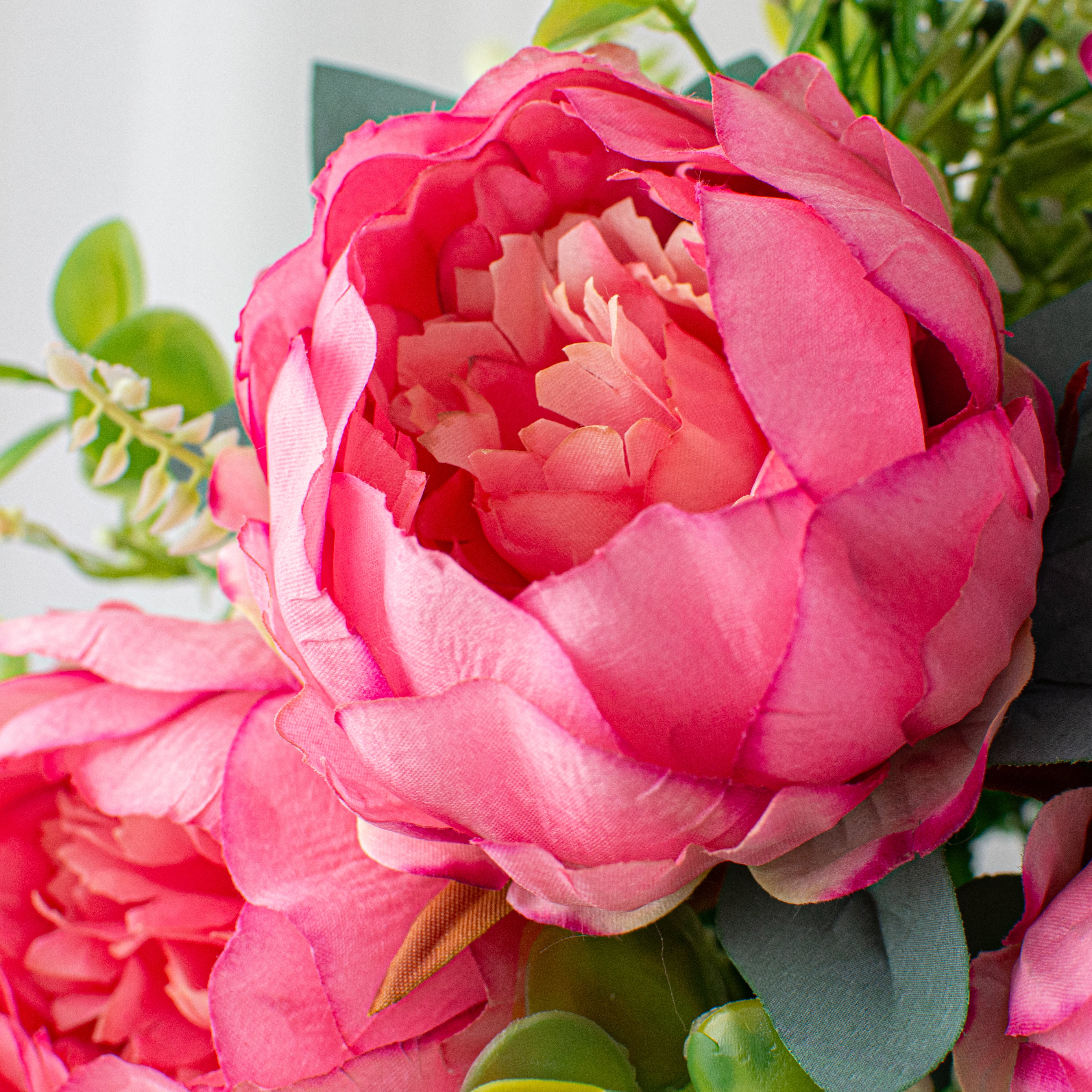 19" Peony Eucalyptus Bush: Pink Lifestyle Photo