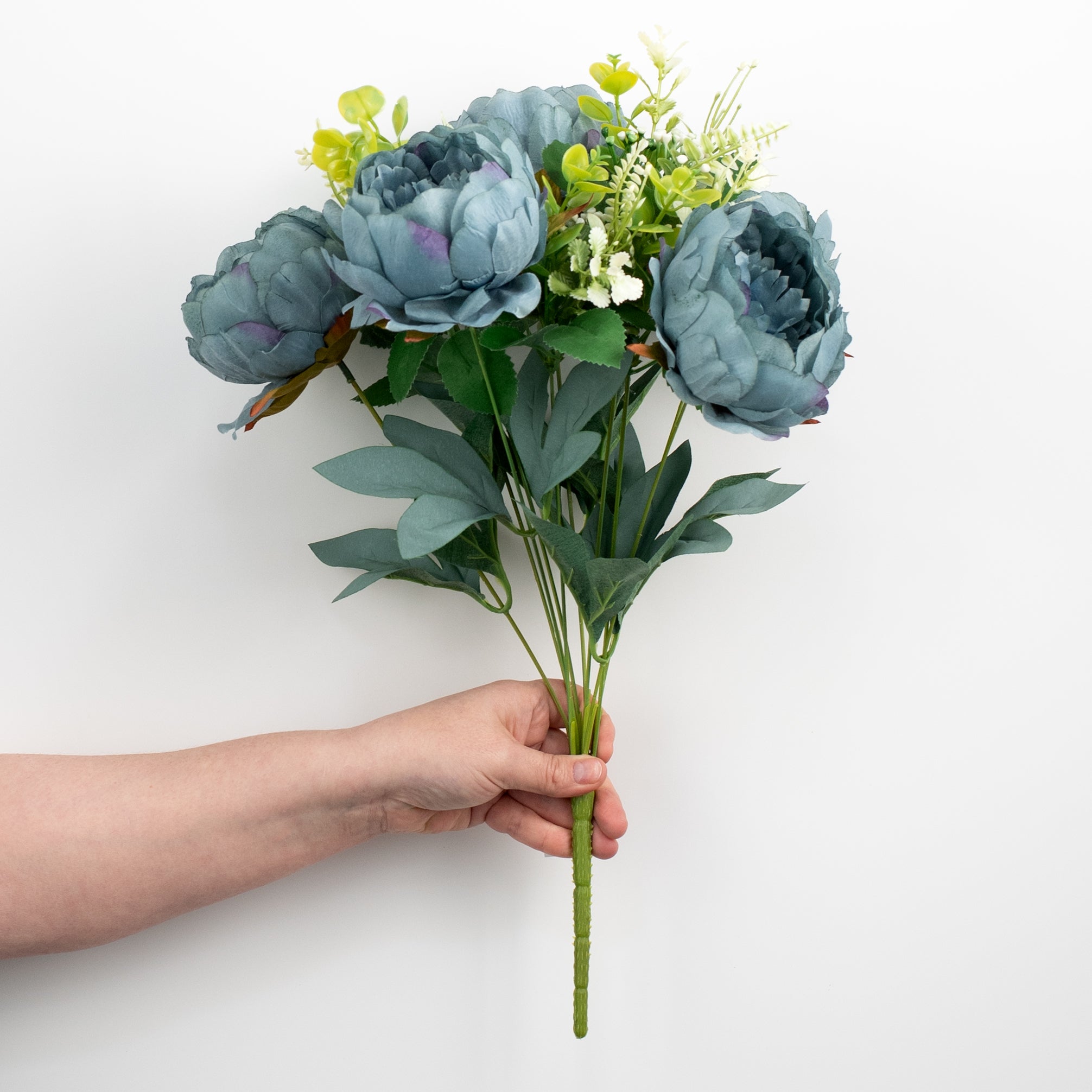 19" Peony & Eucalyptus Bush: Smoke Blue detail photo 3