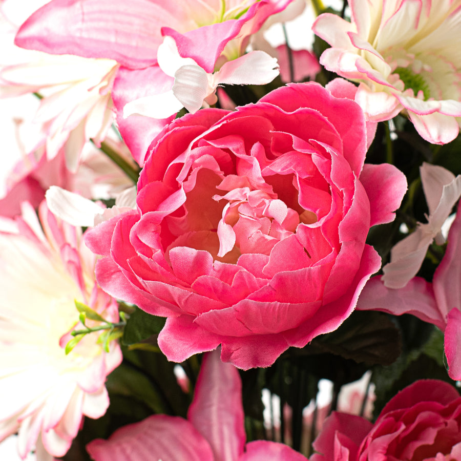 31" Peony, Gerbera Daisy, Tiger Lily Bush: Fuchsia & Pink Lifestyle Photo