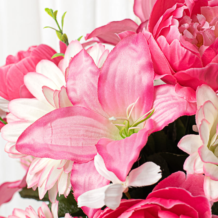 31" Peony, Gerbera Daisy, Tiger Lily Bush: Fuchsia & Pink detail photo 4