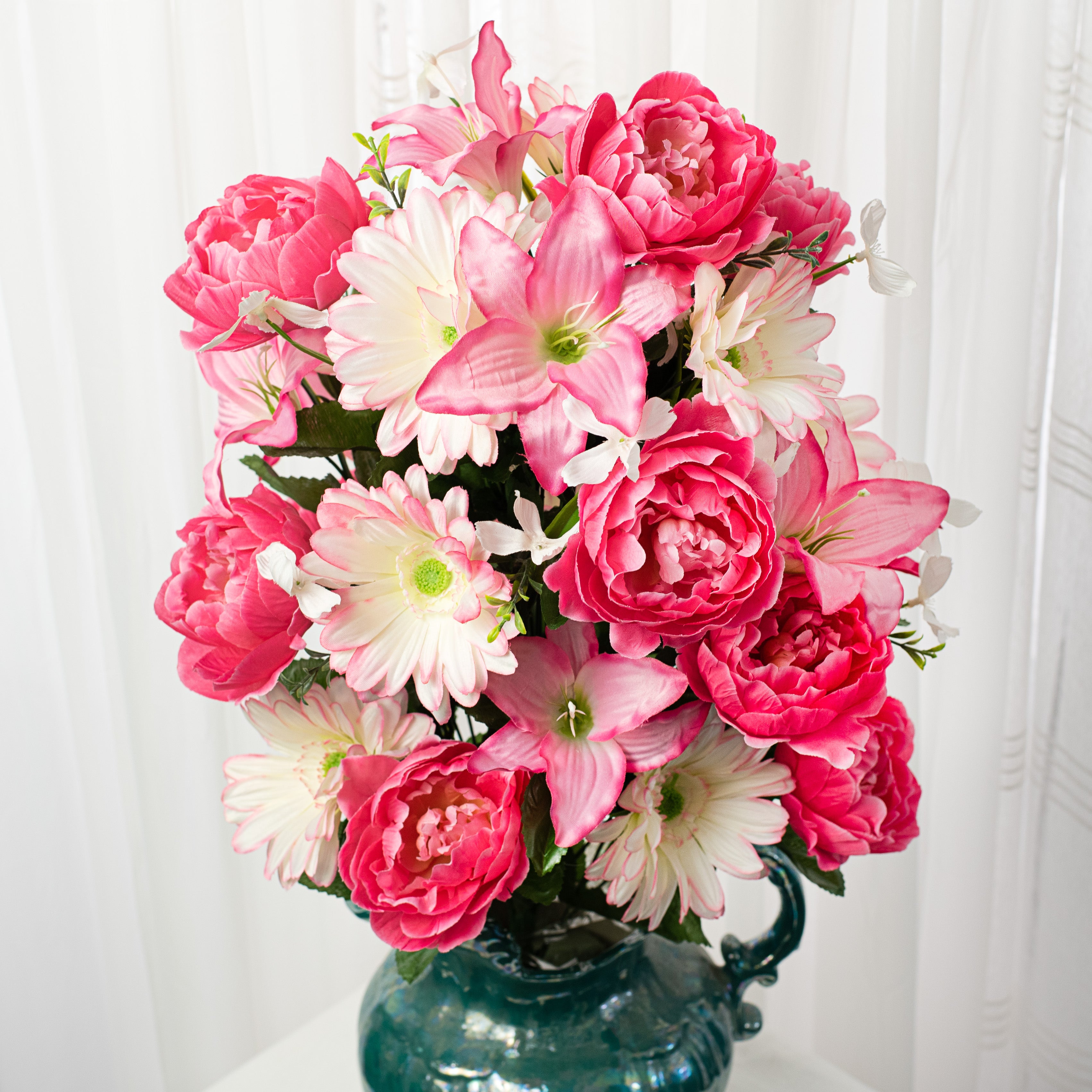 31" Peony, Gerbera Daisy, Tiger Lily Bush: Fuchsia & Pink Item Number: 35097BTPK