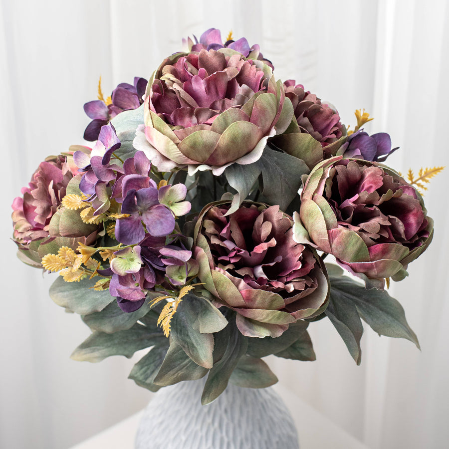 19" Peony & Hydrangea Bush: Mauve & Purple Item Number: 84567-MVGN