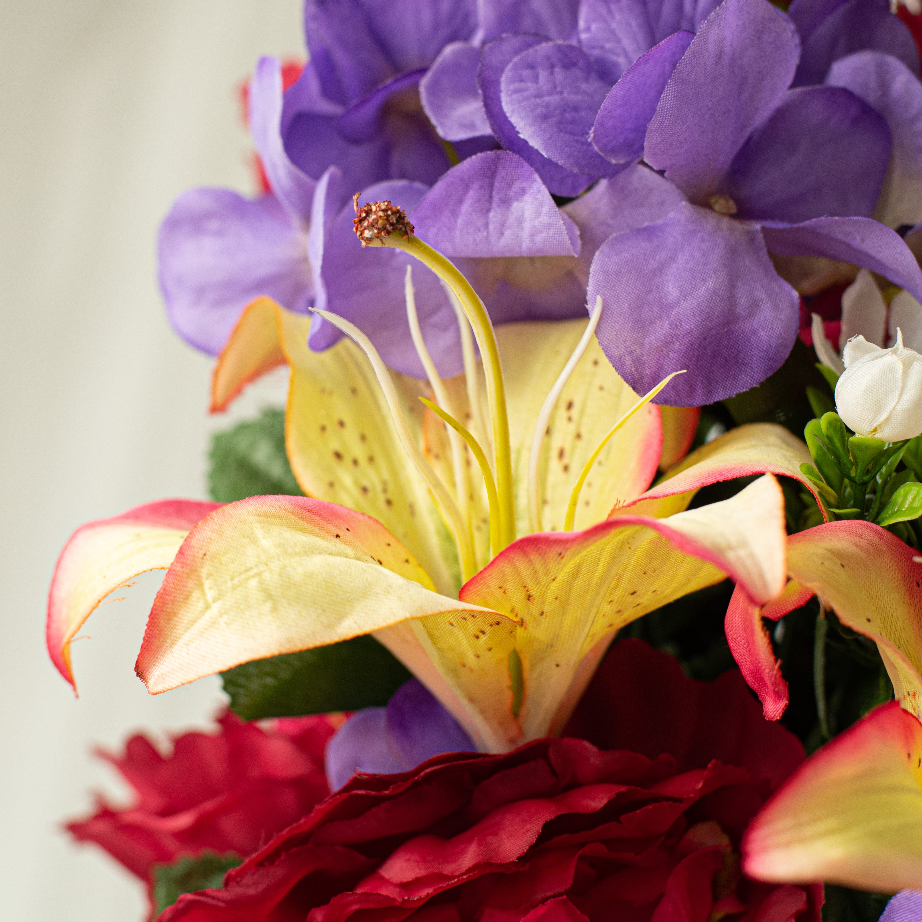 31" Peony Hydrangea Lily Bush: Fuchsia & Purple Lifestyle Photo