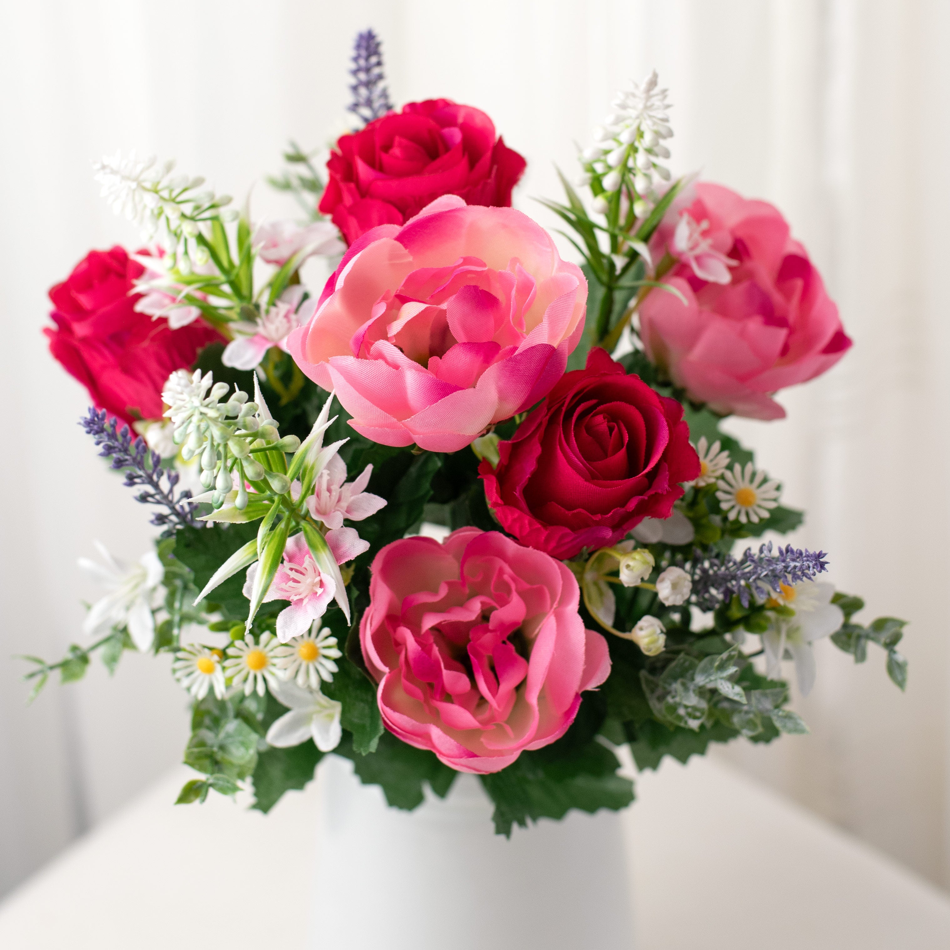 18" Peony & Rose Bush: Fuchsia Pink (12 Stem) Item Number: 63515BT