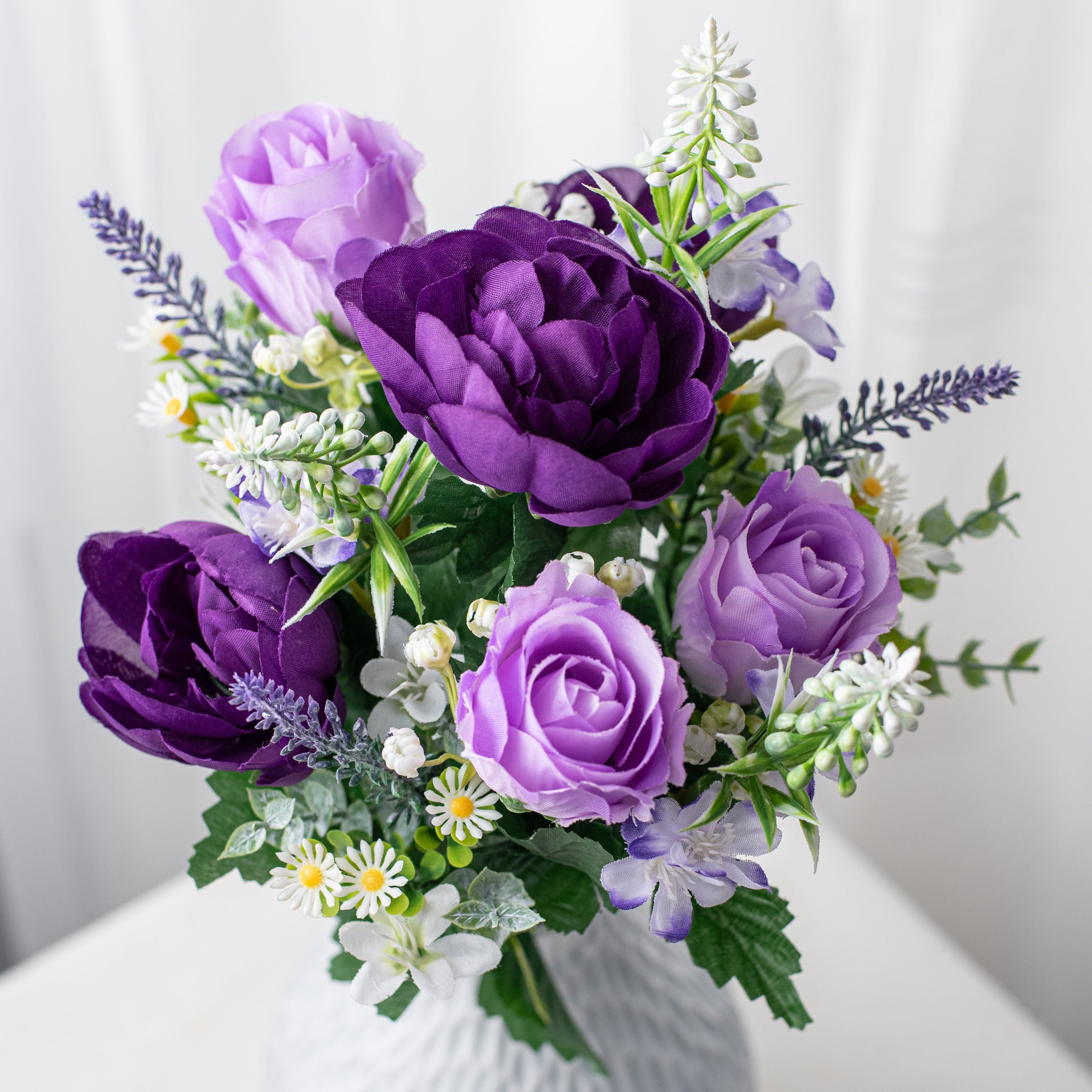 18" Peony & Rose Bush: Purple (12 Stem) Item Number: 63515PU