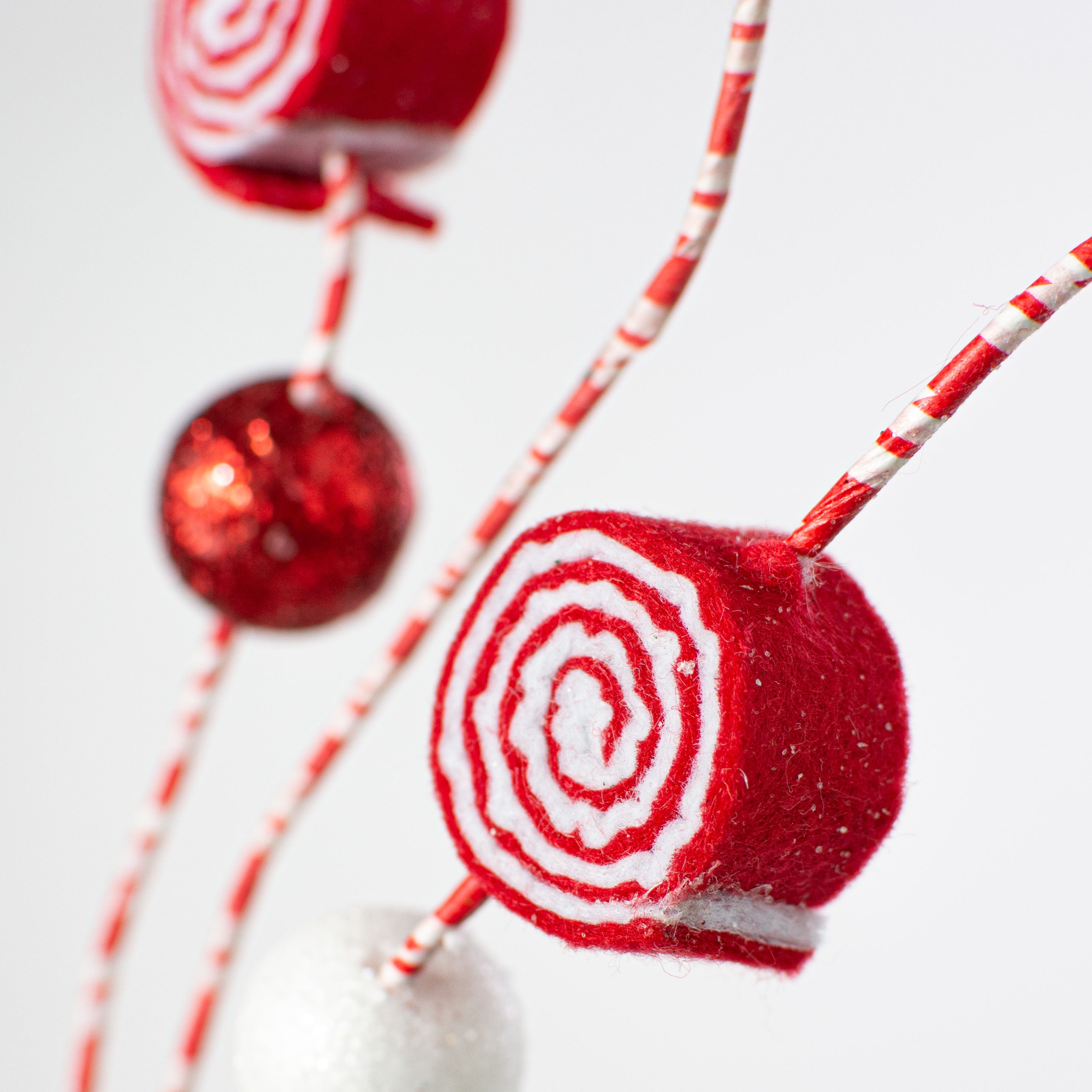 32" Peppermint Ball Spray: Red & White Lifestyle Photo