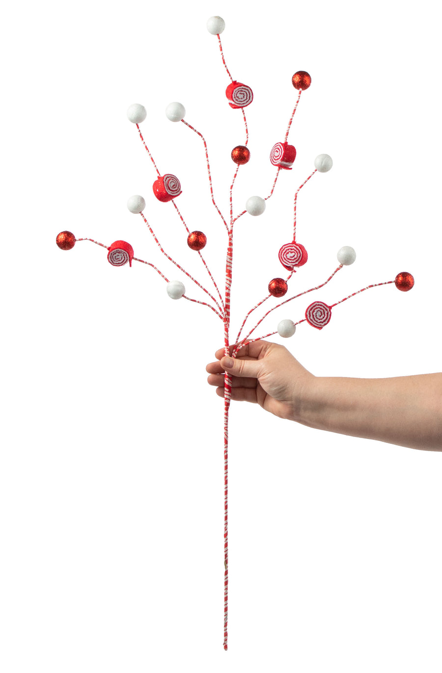 32" Peppermint Ball Spray: Red & White detail photo 3