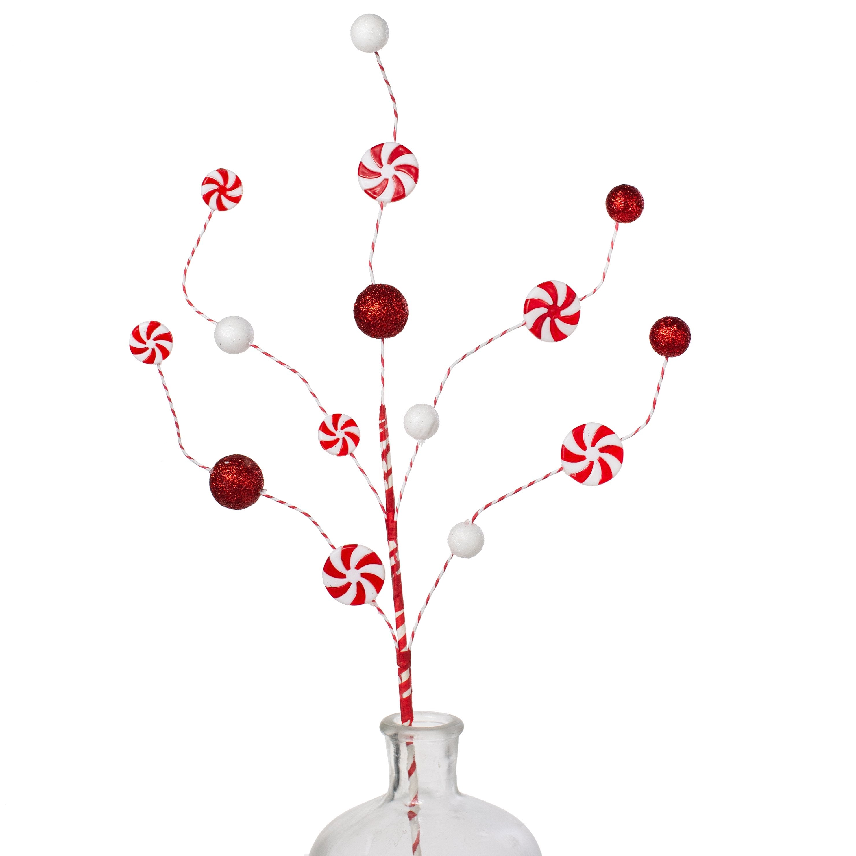 28" Peppermint Candy & Ball Spray Item Number: 86145RDWT