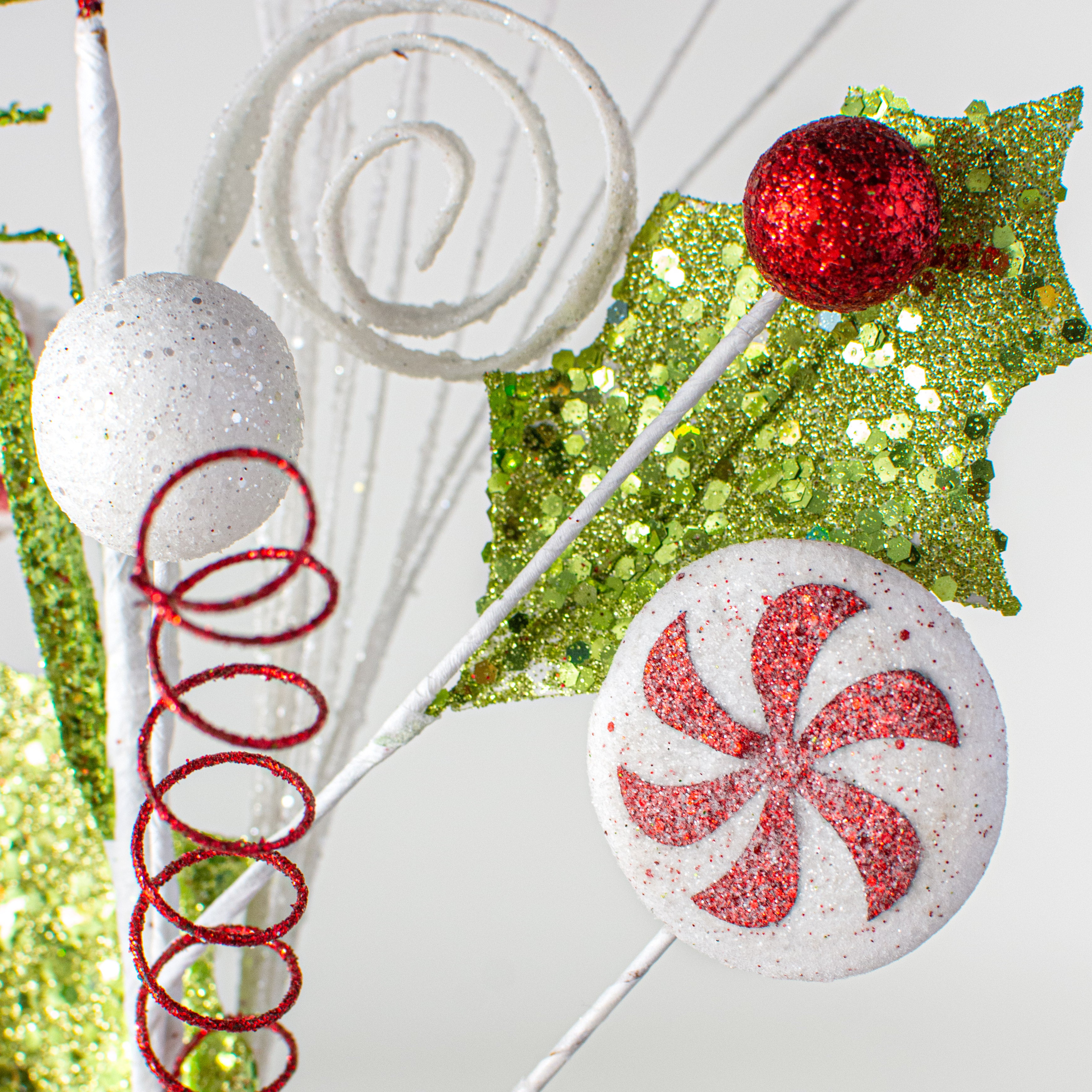 18" Peppermint Candy Holly Pick Lifestyle Photo