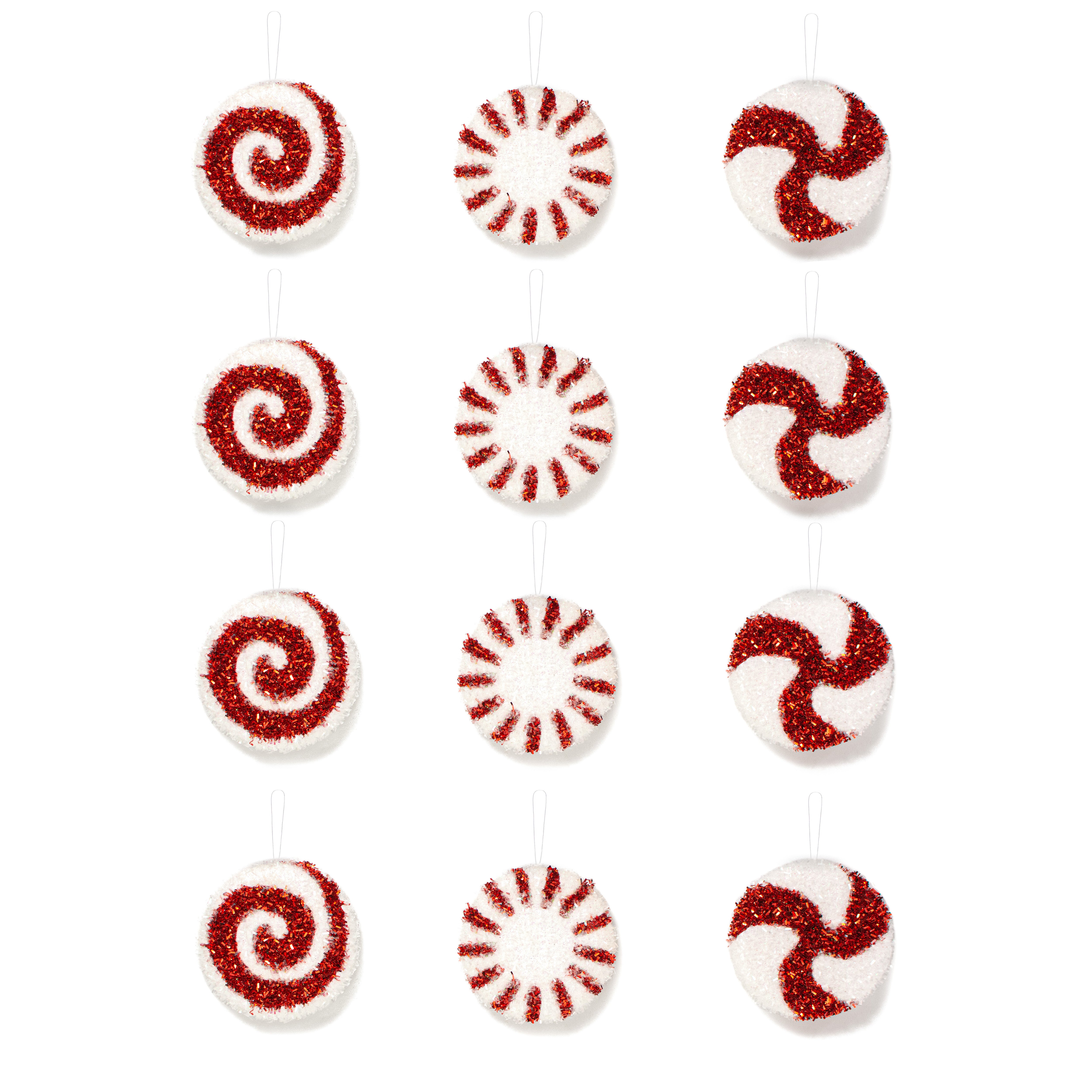 3" Peppermint Candy Ornaments: Red & White (Set of 12) Item Number: XC1059