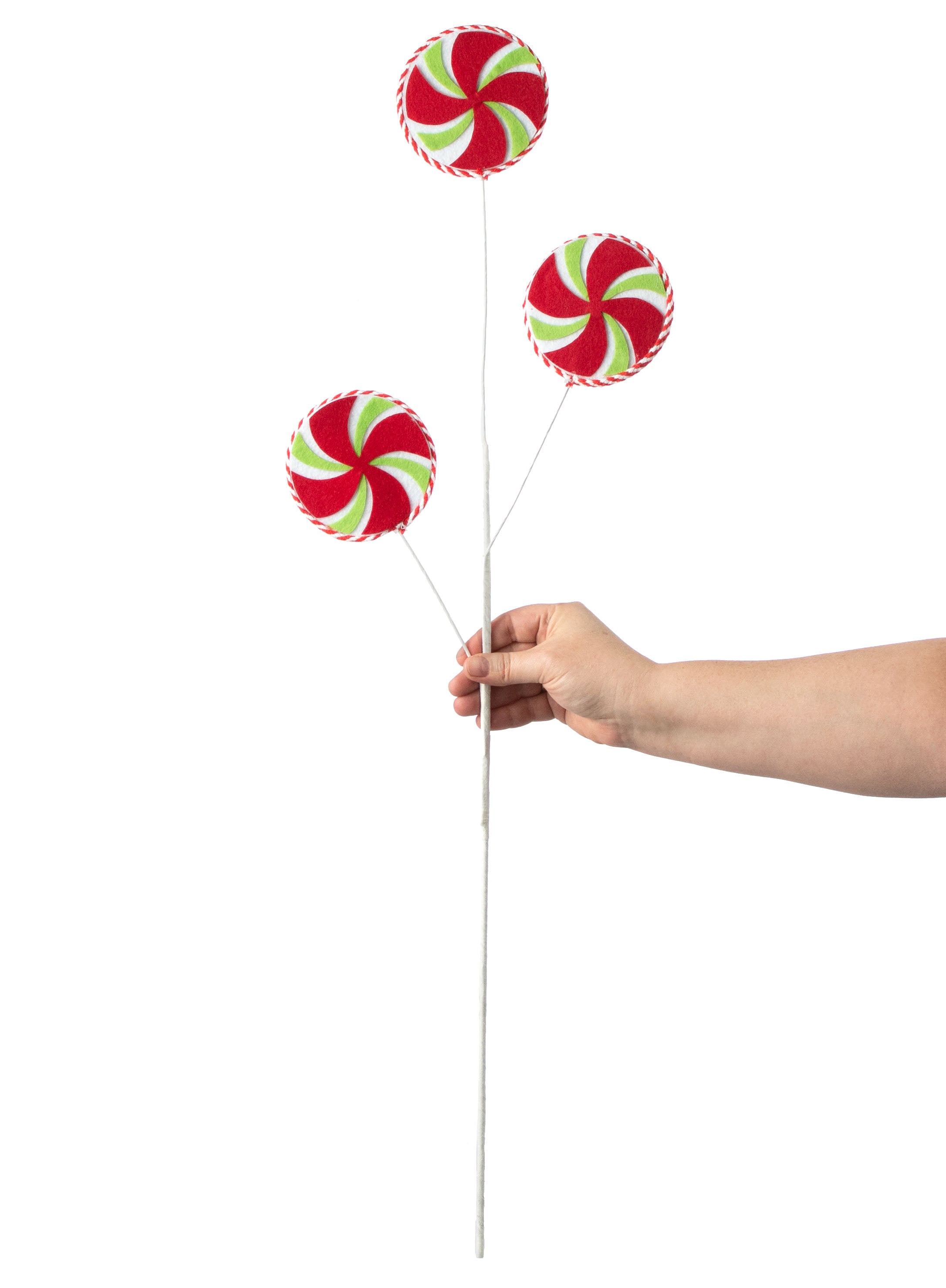 31" Peppermint Candy Spray: Red, White, Lime detail photo 3